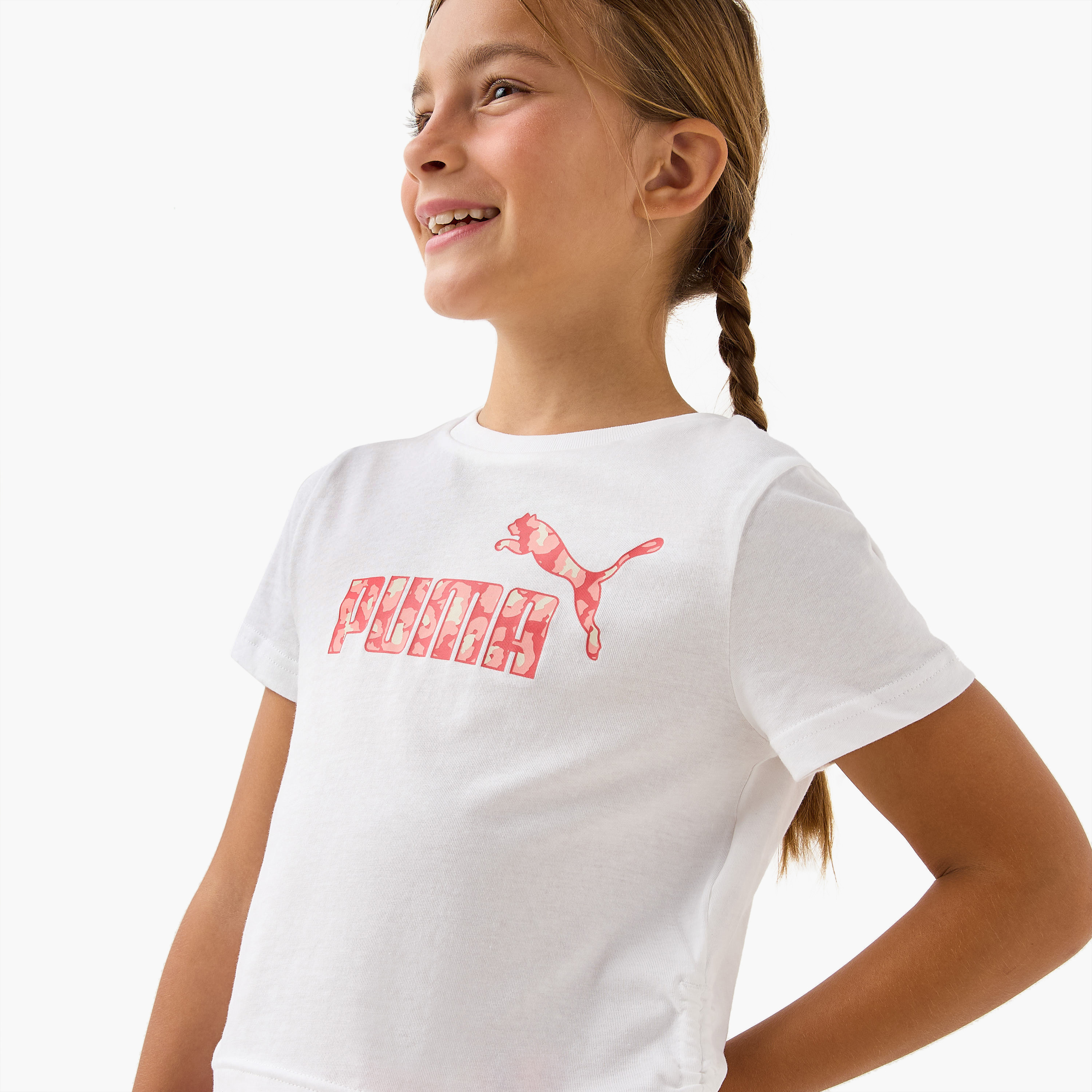 PUMA Logo Print T-shirt with Short Sleeves-girls-clothing-tshirts-image-4