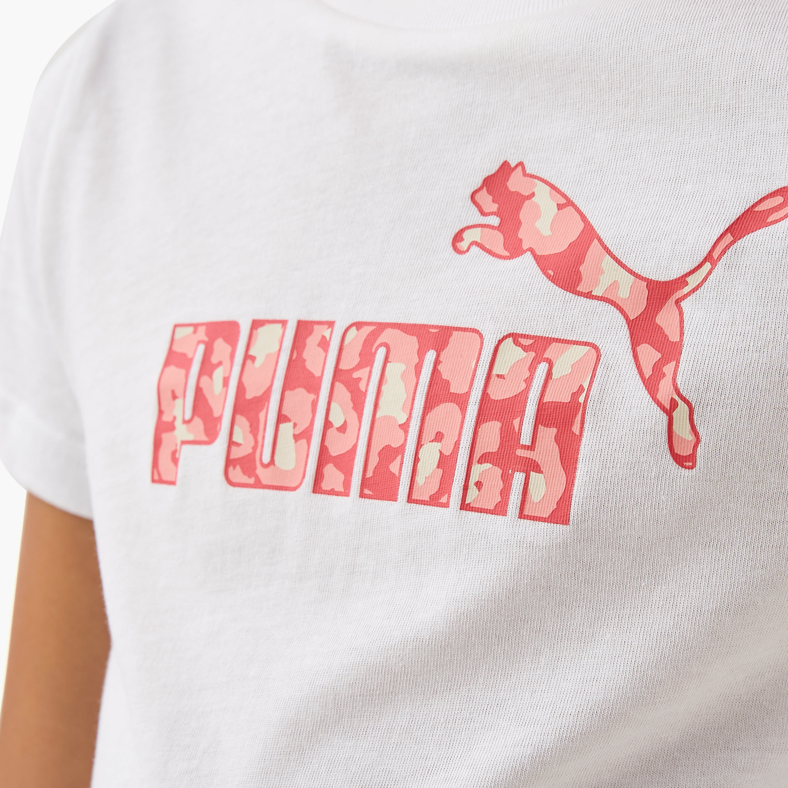 PUMA Logo Print T-shirt with Short Sleeves-girls-clothing-tshirts-image-5
