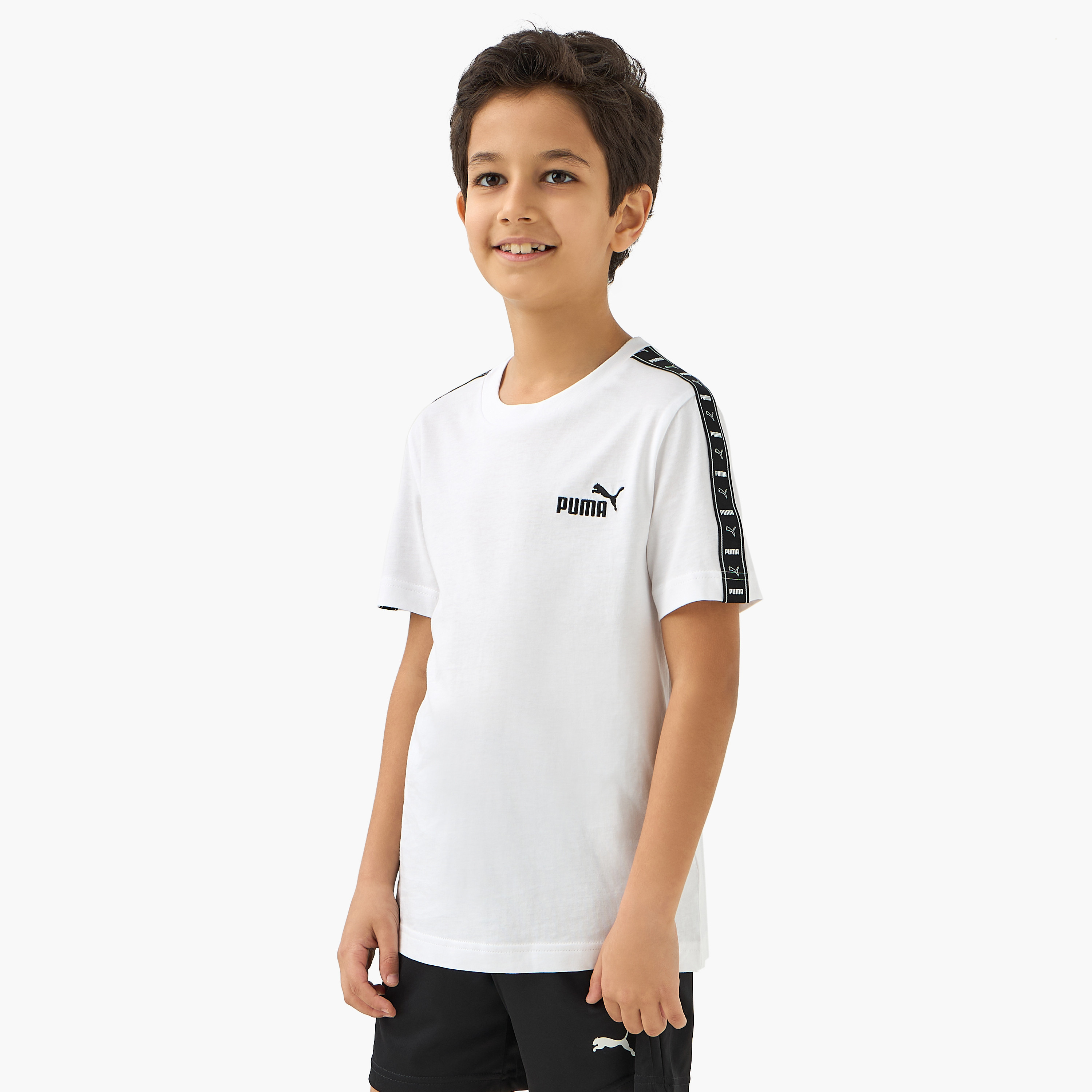 PUMA Logo Print T-shirt with Short Sleeves-boys-clothing-sportswear-tops-image-1