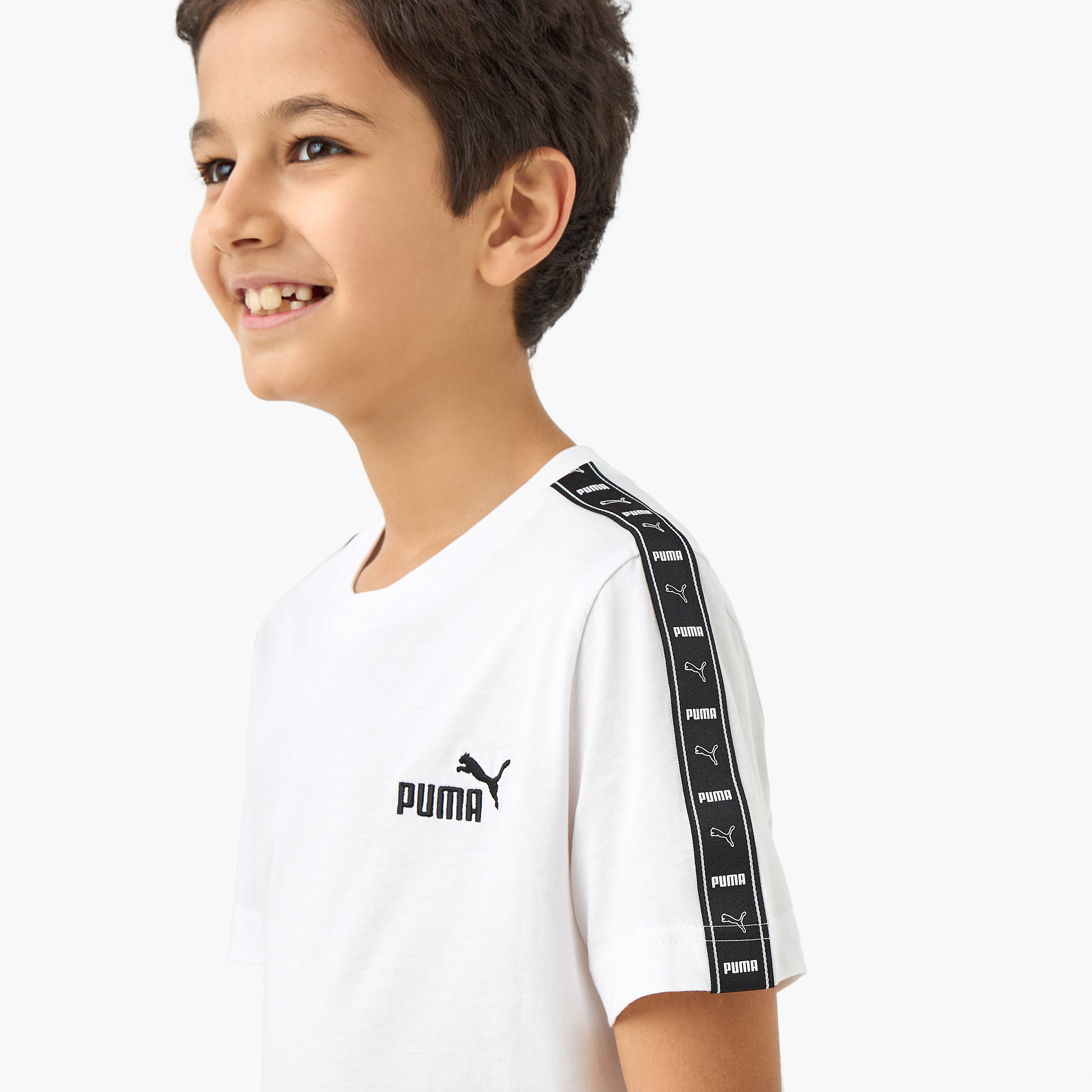 PUMA Logo Print T-shirt with Short Sleeves-boys-clothing-sportswear-tops-image-4