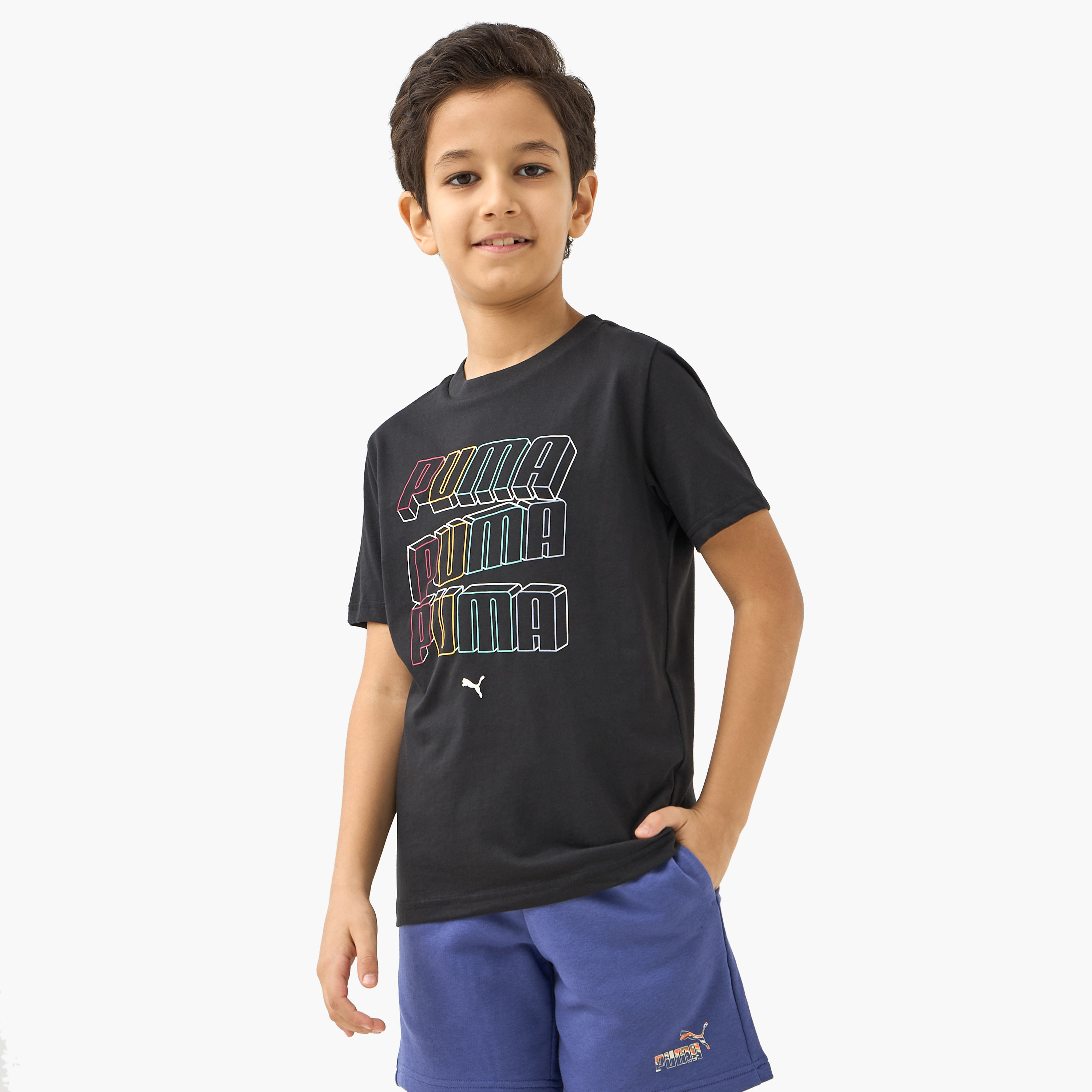 PUMA Graphic Print T-shirt with Short Sleeves-boys-clothing-sportswear-tops-image-1