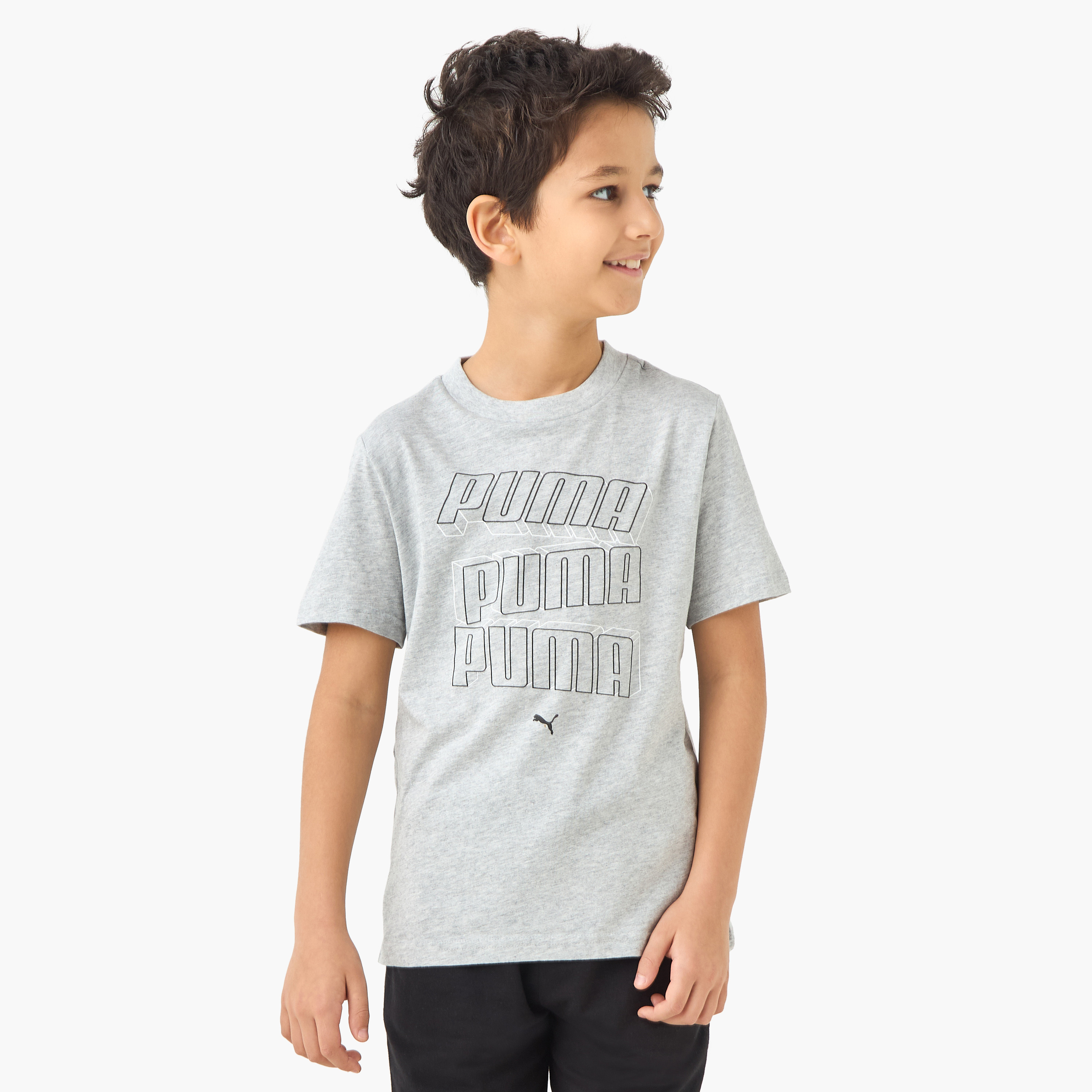 PUMA Graphic Print T-shirt with Short Sleeves-boys-clothing-sportswear-tops-image-1