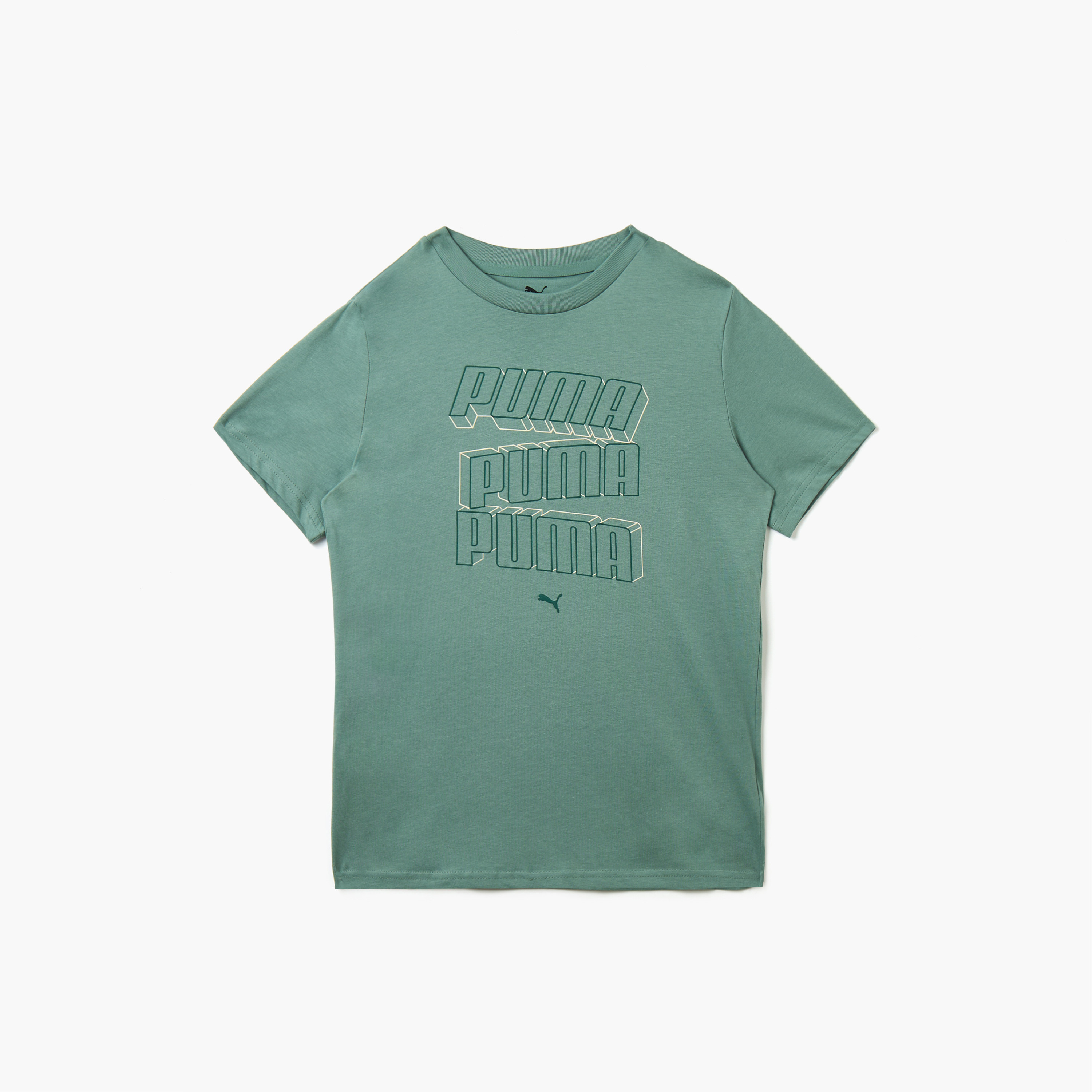 PUMA Logo Print T-shirt with Round Neck and Short Sleeves-boys-clothing-sportswear-tops-image-1