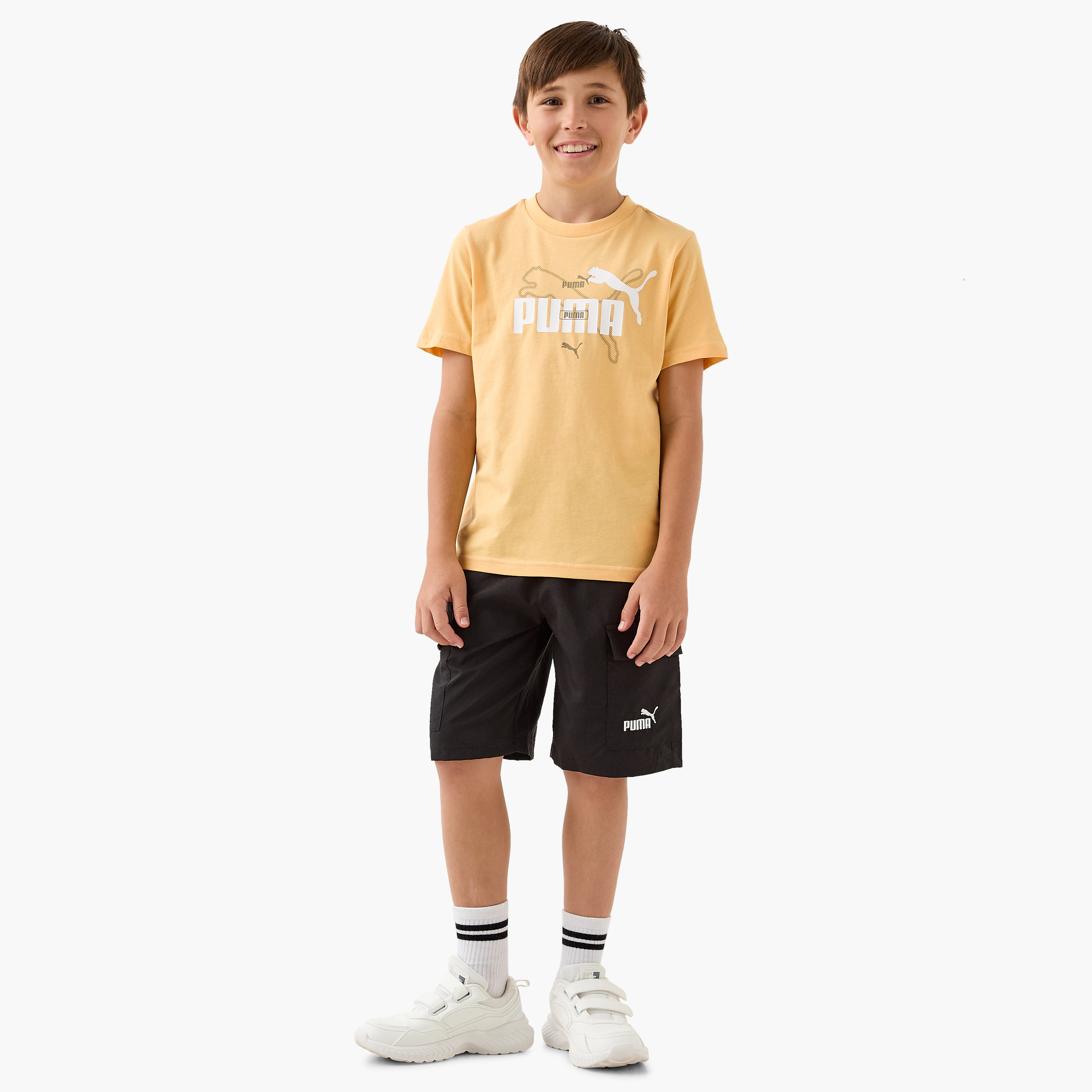 PUMA Logo Print T-shirt with Short Sleeves-boys-clothing-sportswear-tops-image-2