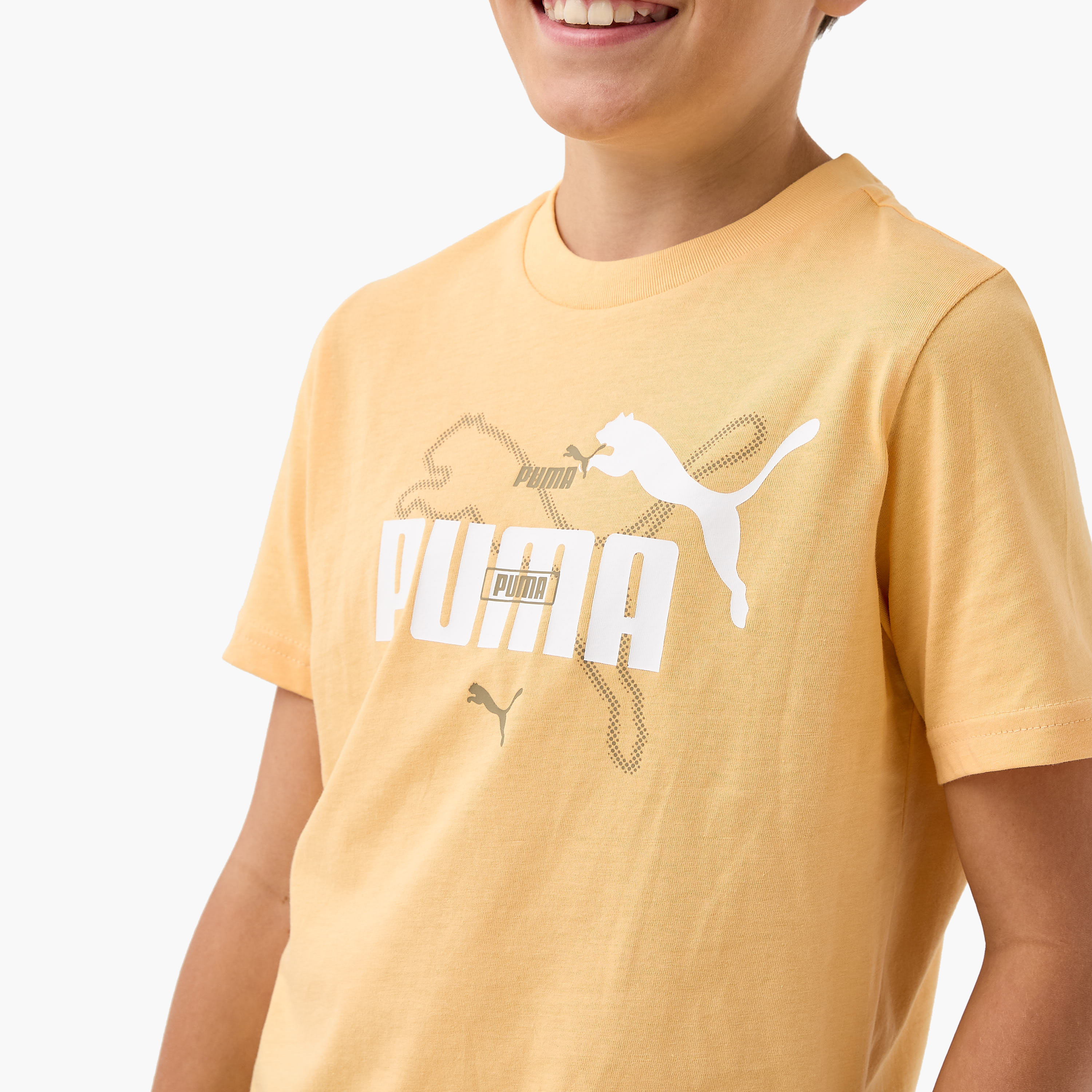 PUMA Logo Print T-shirt with Short Sleeves-boys-clothing-sportswear-tops-image-4
