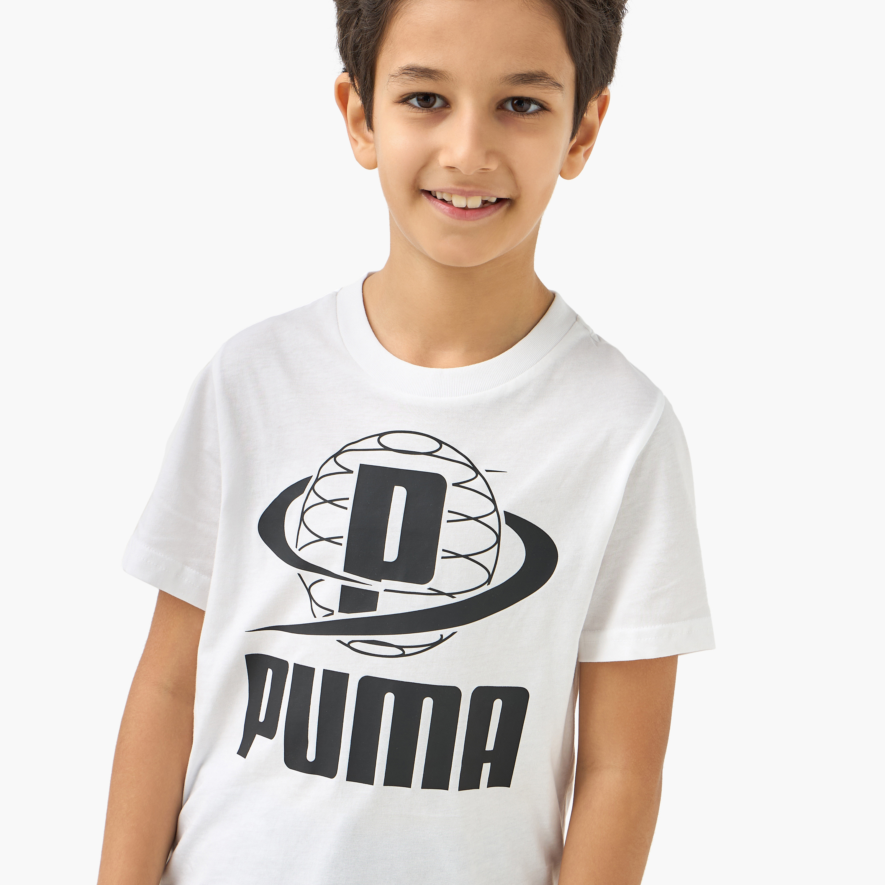 PUMA Logo Print T-shirt with Short Sleeves-boys-clothing-sportswear-tops-image-4