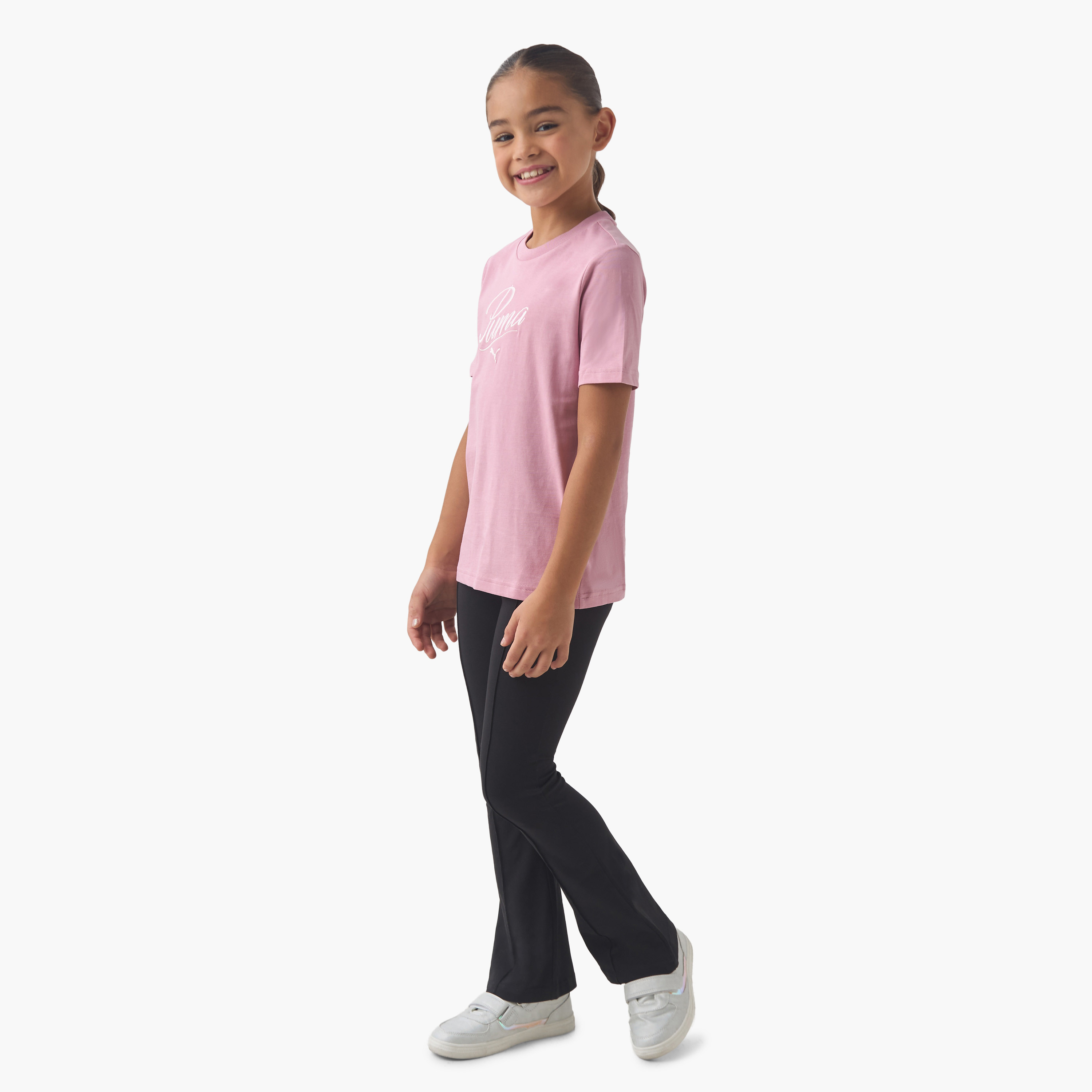 PUMA Girls Crew Neck T-shirt with Logo Embroidery - Cotton - Short Sleeves-sports-girls-clothing-tops-image-2