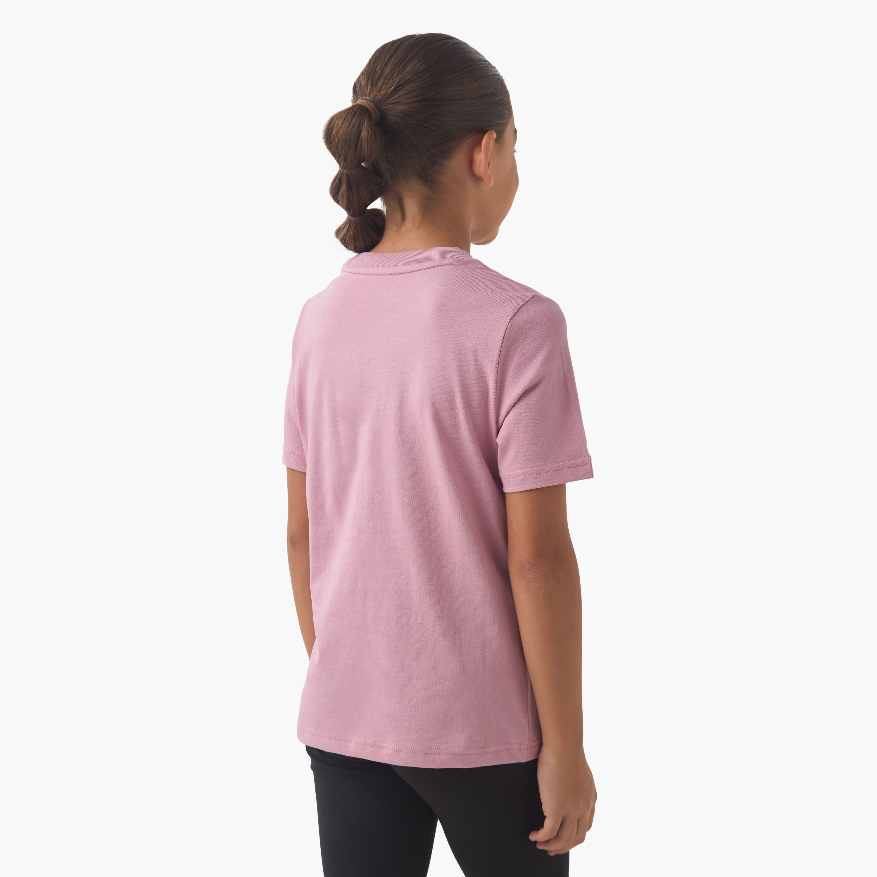 PUMA Girls Crew Neck T-shirt with Logo Embroidery - Cotton - Short Sleeves-sports-girls-clothing-tops-image-3