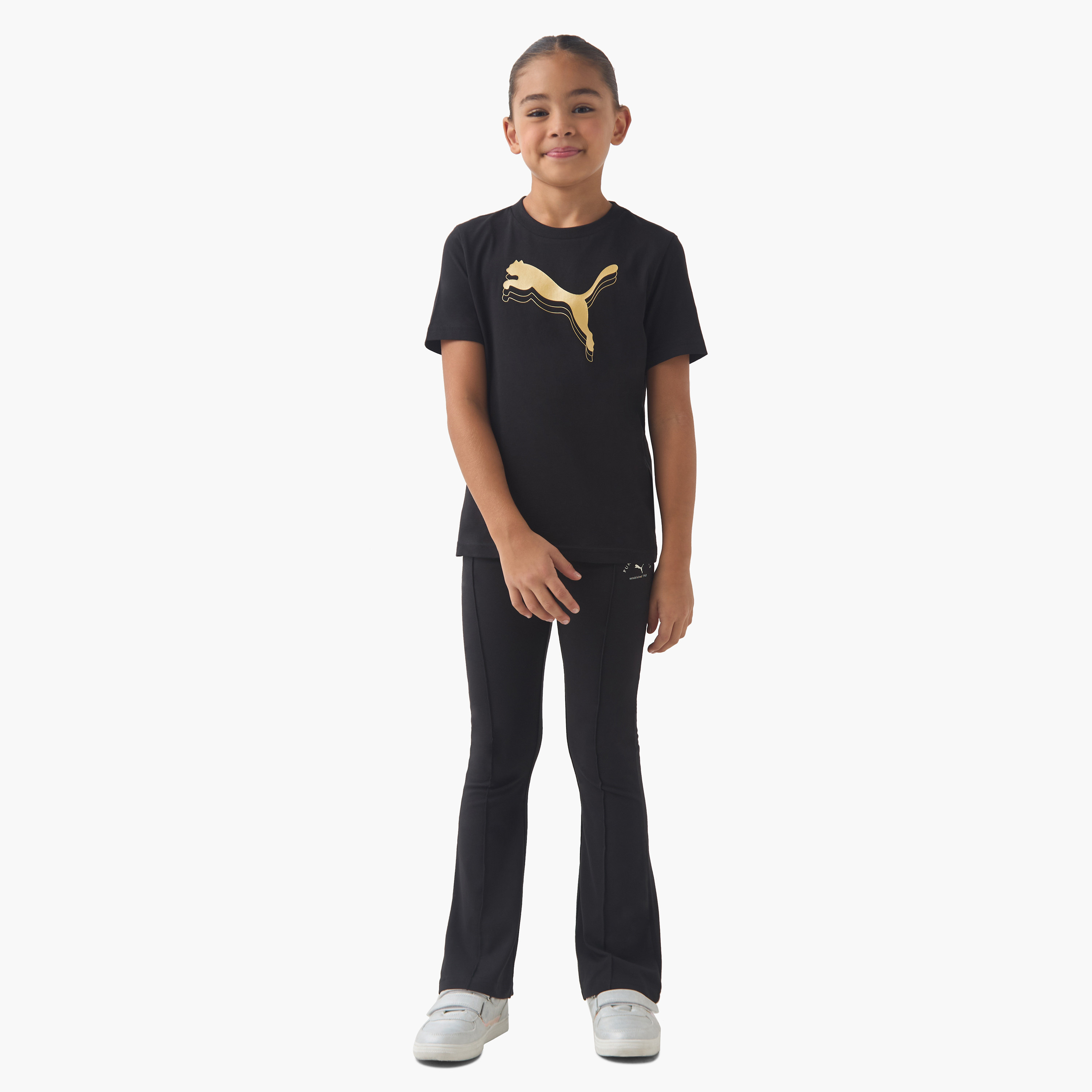 PUMA Girls Crew Neck T-shirt with Logo Print - Cotton - Short Sleeve-girls-clothing-tshirts-image-2