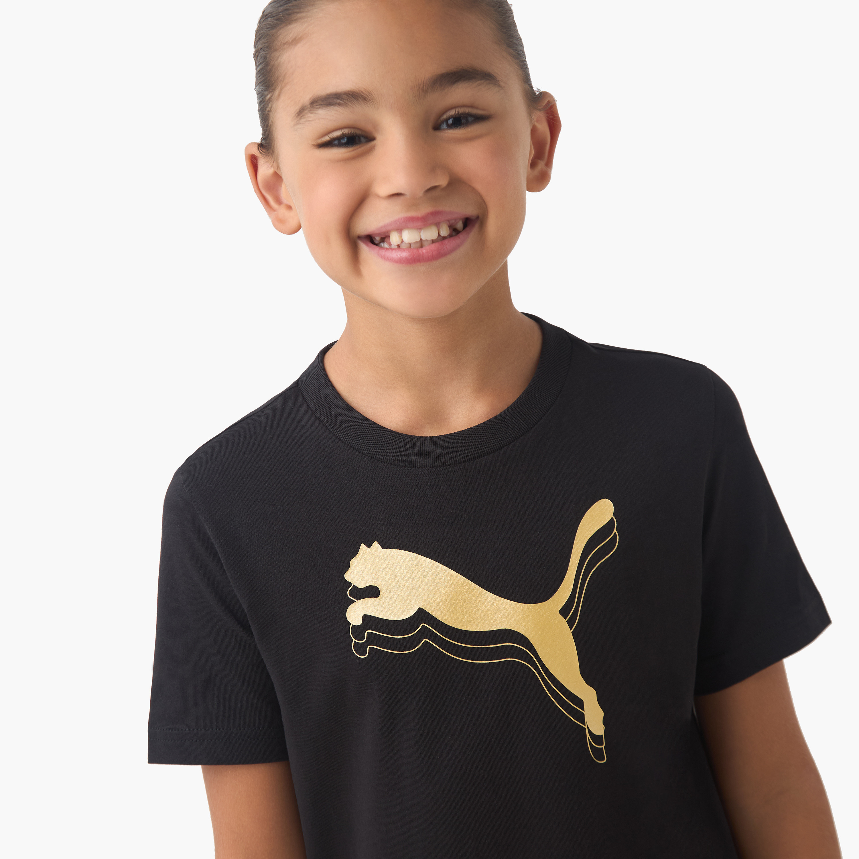 PUMA Girls Crew Neck T-shirt with Logo Print - Cotton - Short Sleeve-girls-clothing-tshirts-image-4