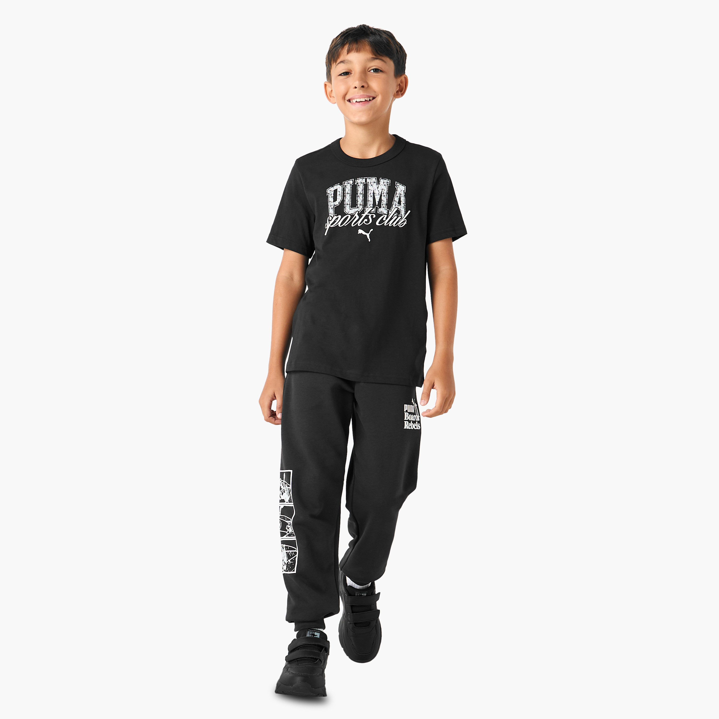 PUMA Logo Print T-shirt with Round Neck and Short Sleeves-boys-clothing-sportswear-tops-image-2
