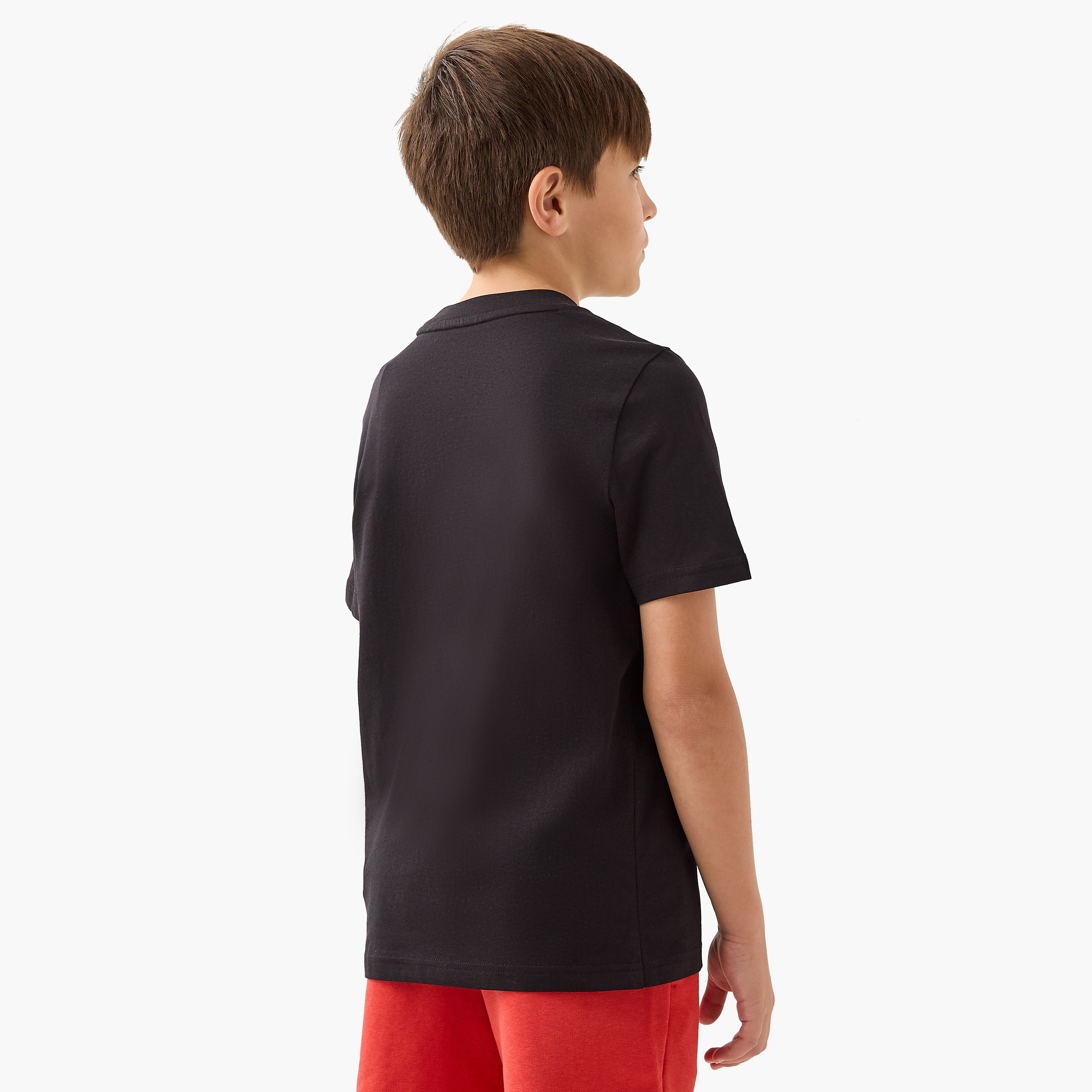 PUMA Logo Print Crew Neck T-shirt with Short Sleeves-boys-clothing-sportswear-tops-image-3
