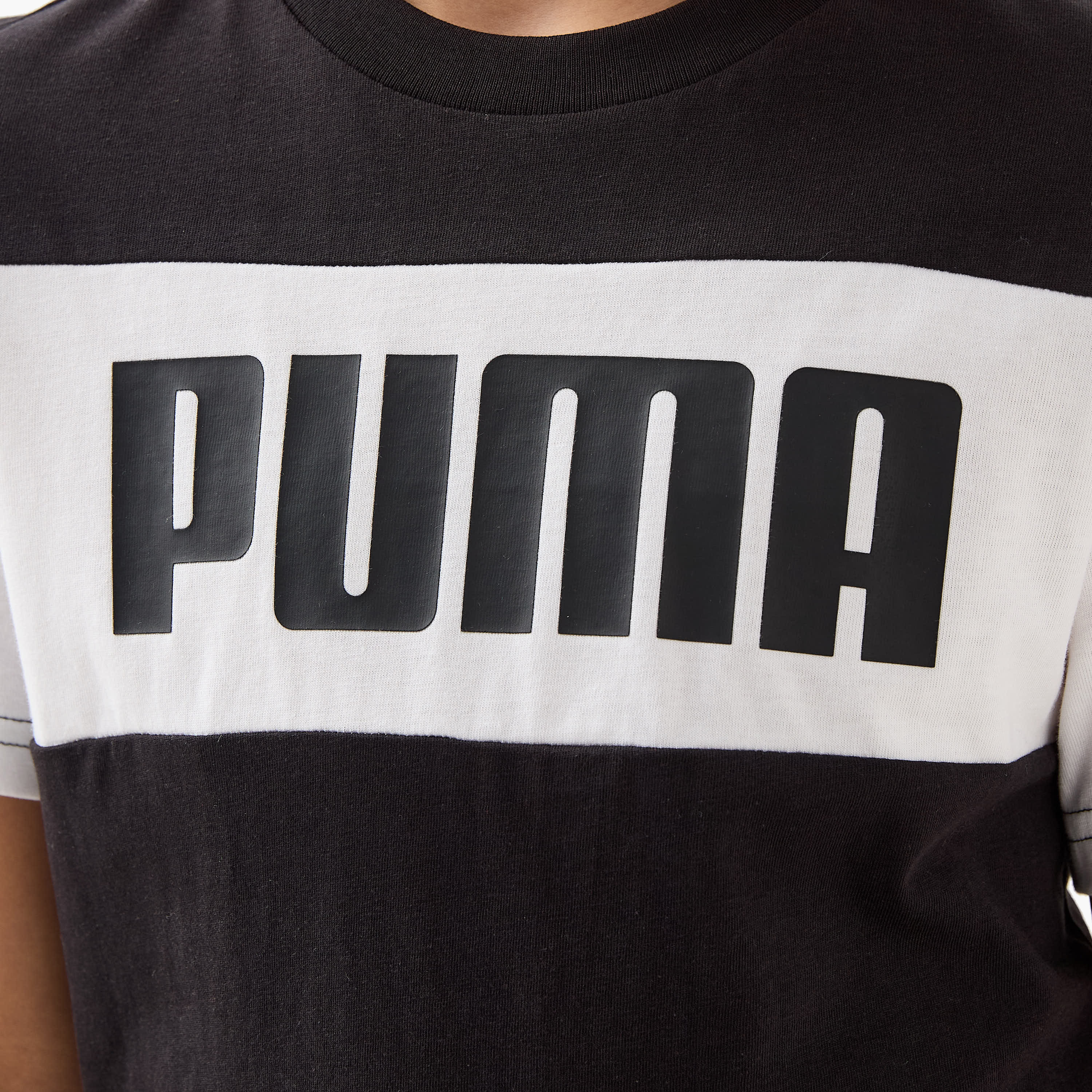 PUMA Logo Print Crew Neck T-shirt with Short Sleeves-boys-clothing-sportswear-tops-image-5