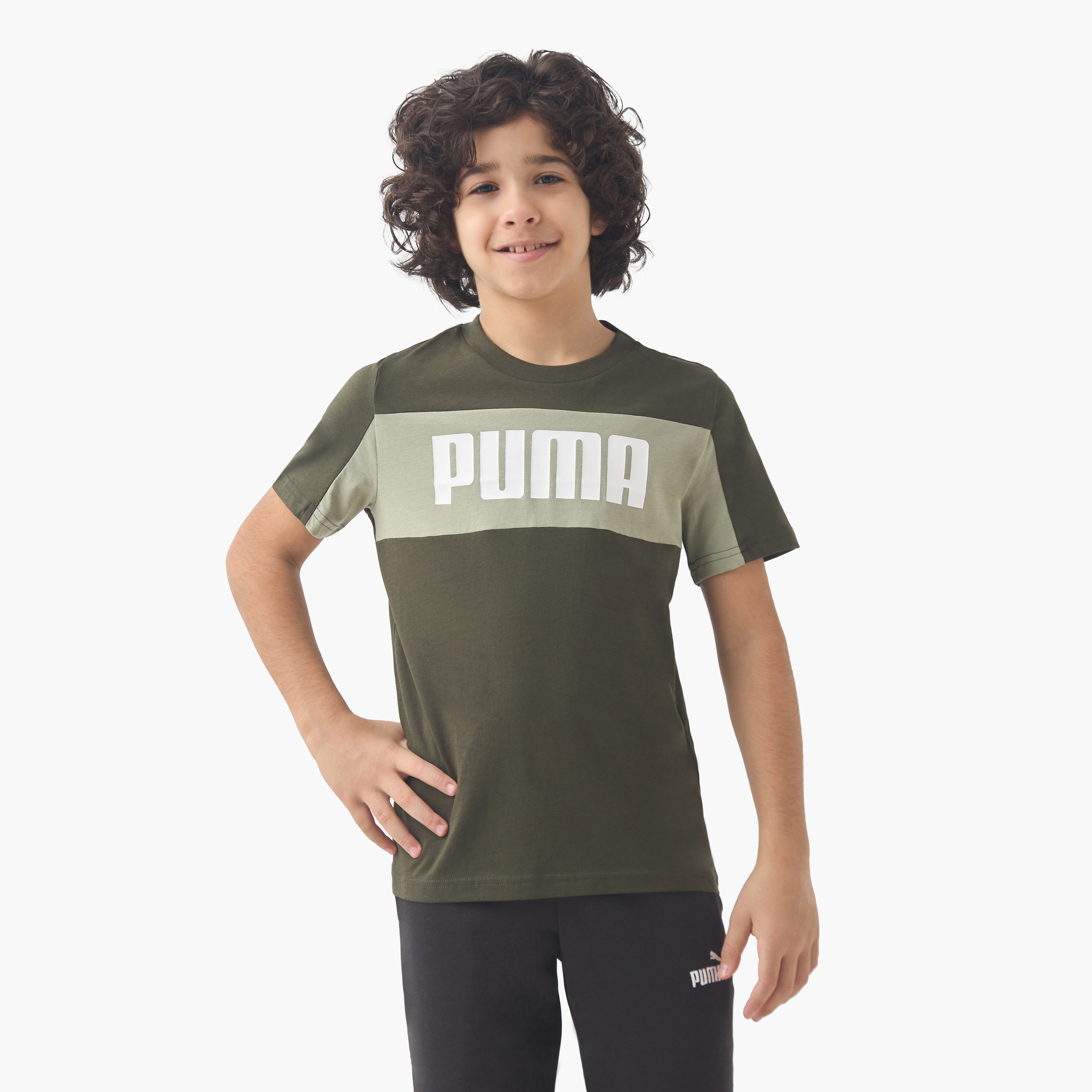 PUMA Boys Crew Neck T-shirt with Logo Print - Cotton - Short Sleeve-boys-clothing-sportswear-tops-image-1