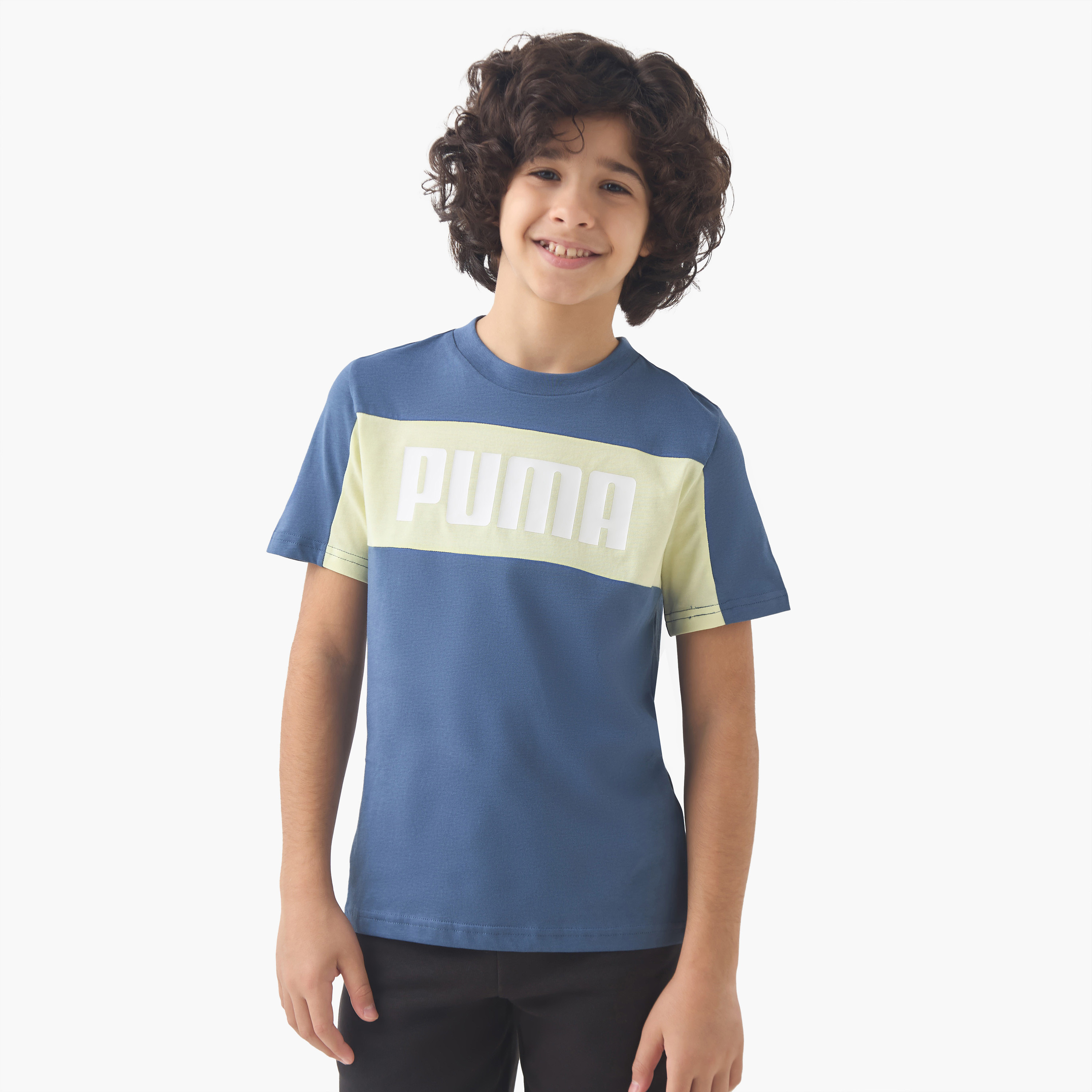 PUMA Boys Crew Neck T-shirt with Logo Print - Cotton - Short Sleeve-boys-clothing-sportswear-tops-image-1