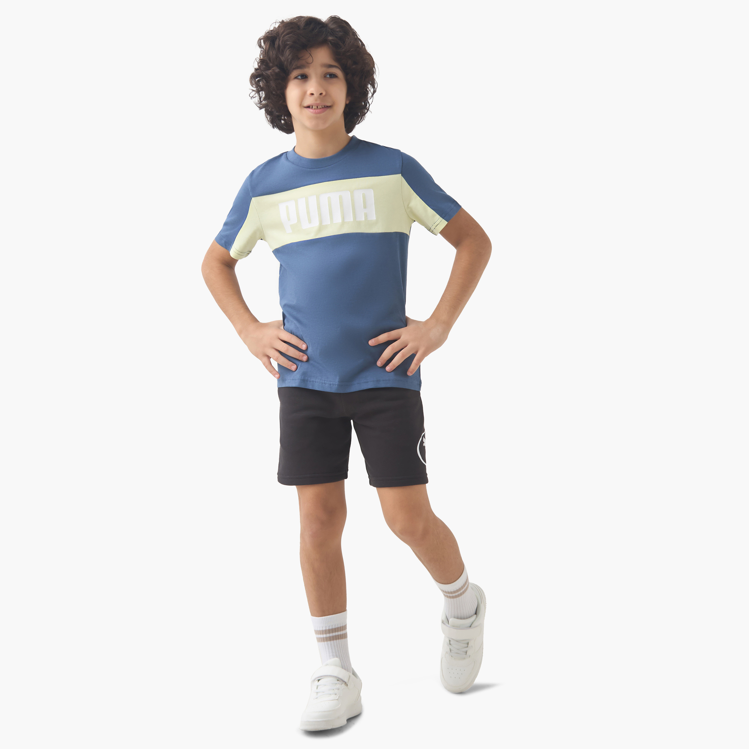 PUMA Boys Crew Neck T-shirt with Logo Print - Cotton - Short Sleeve-boys-clothing-sportswear-tops-image-2