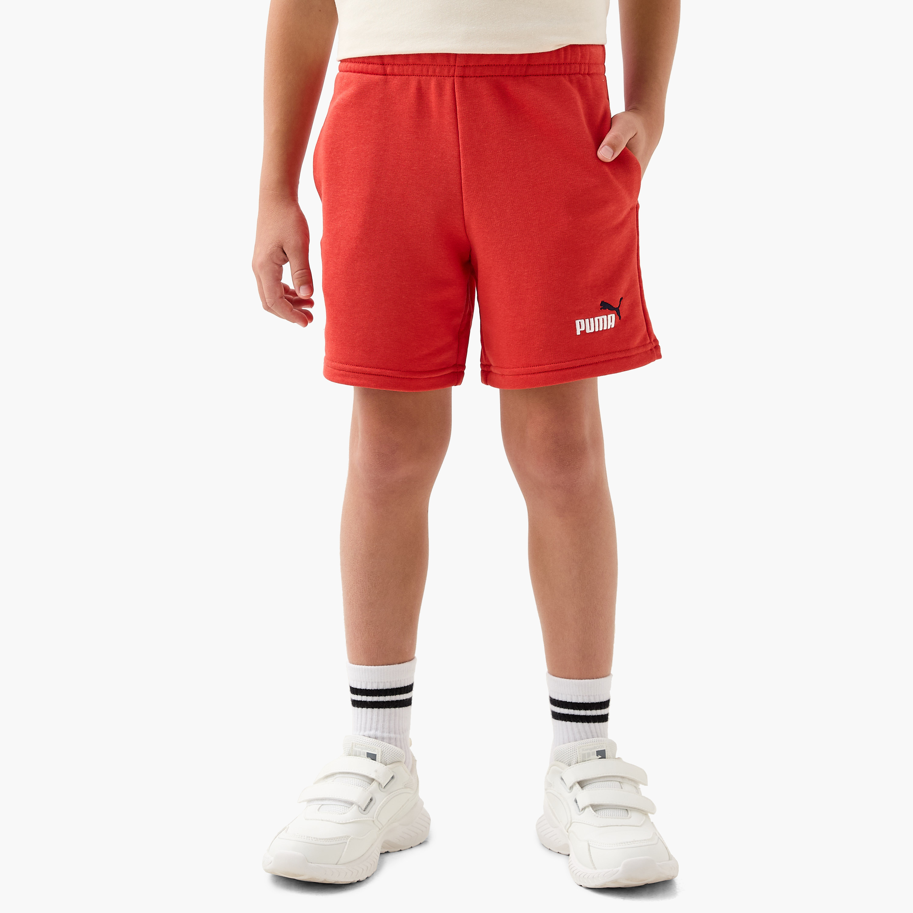 PUMA Logo Detail Shorts with Elasticated Waistband and Pockets-sports-boys-clothing-bottoms-shorts-image-1