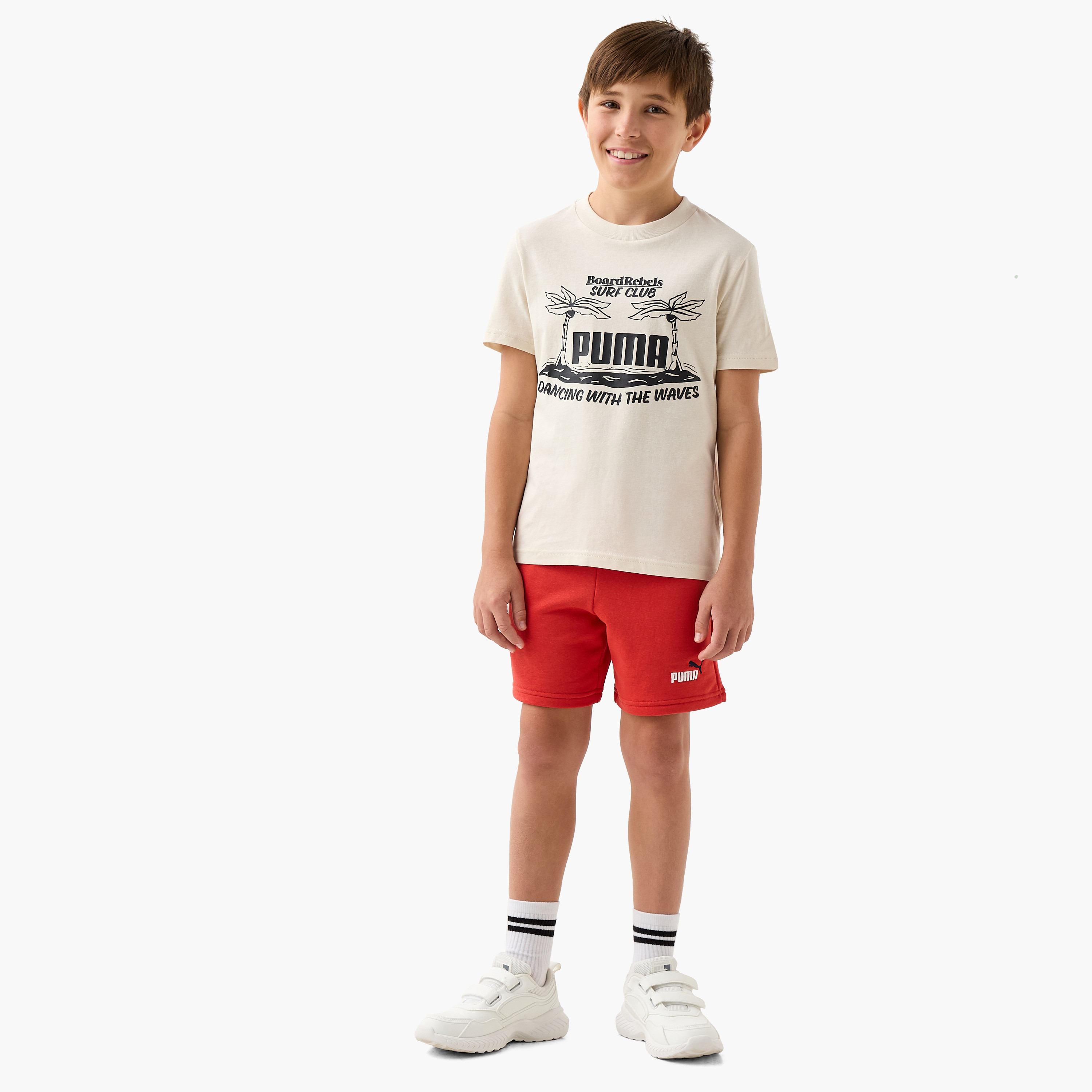 PUMA Logo Detail Shorts with Elasticated Waistband and Pockets-sports-boys-clothing-bottoms-shorts-image-2