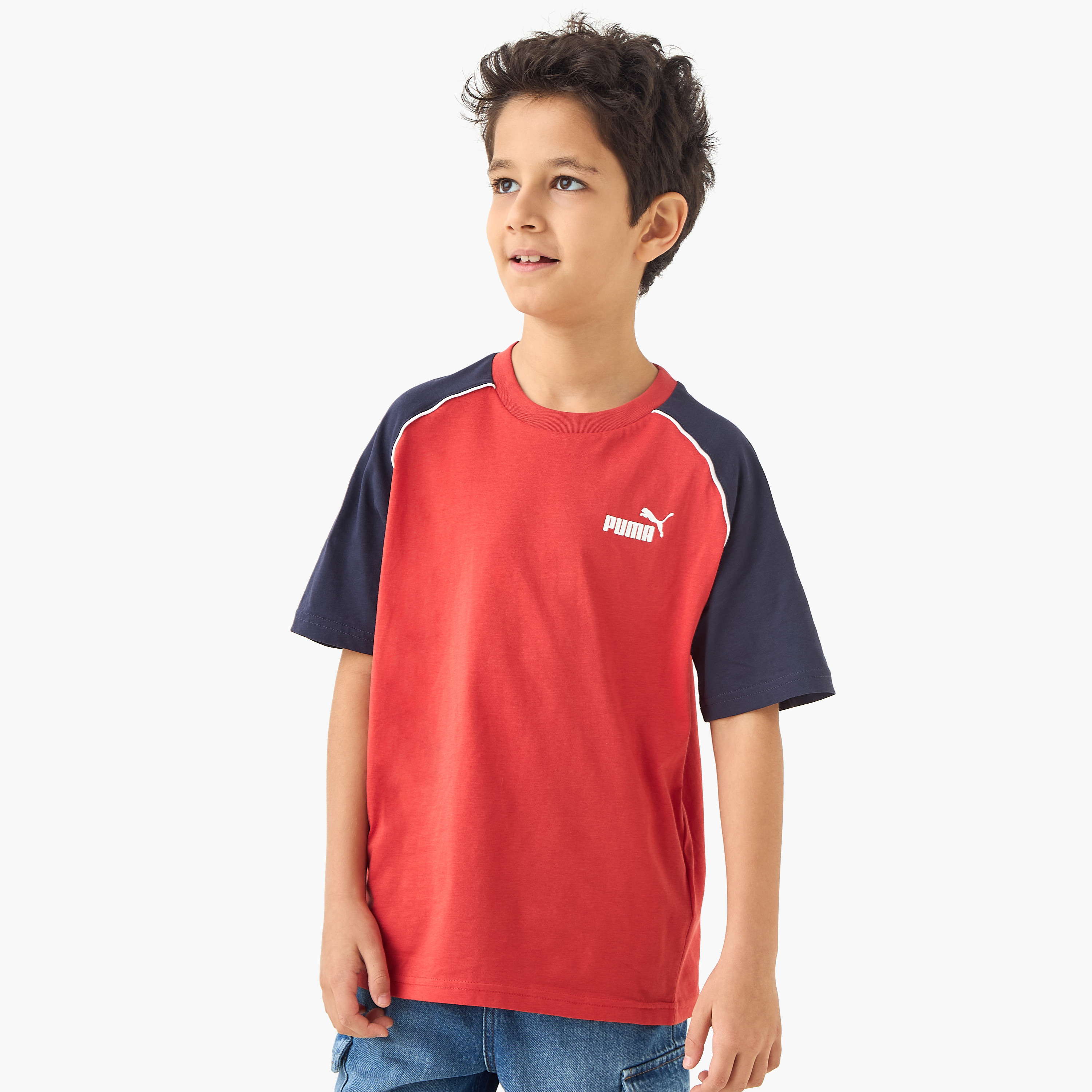 PUMA Colourblock T-shirt with Raglan Sleeves-boys-clothing-sportswear-tops-image-1