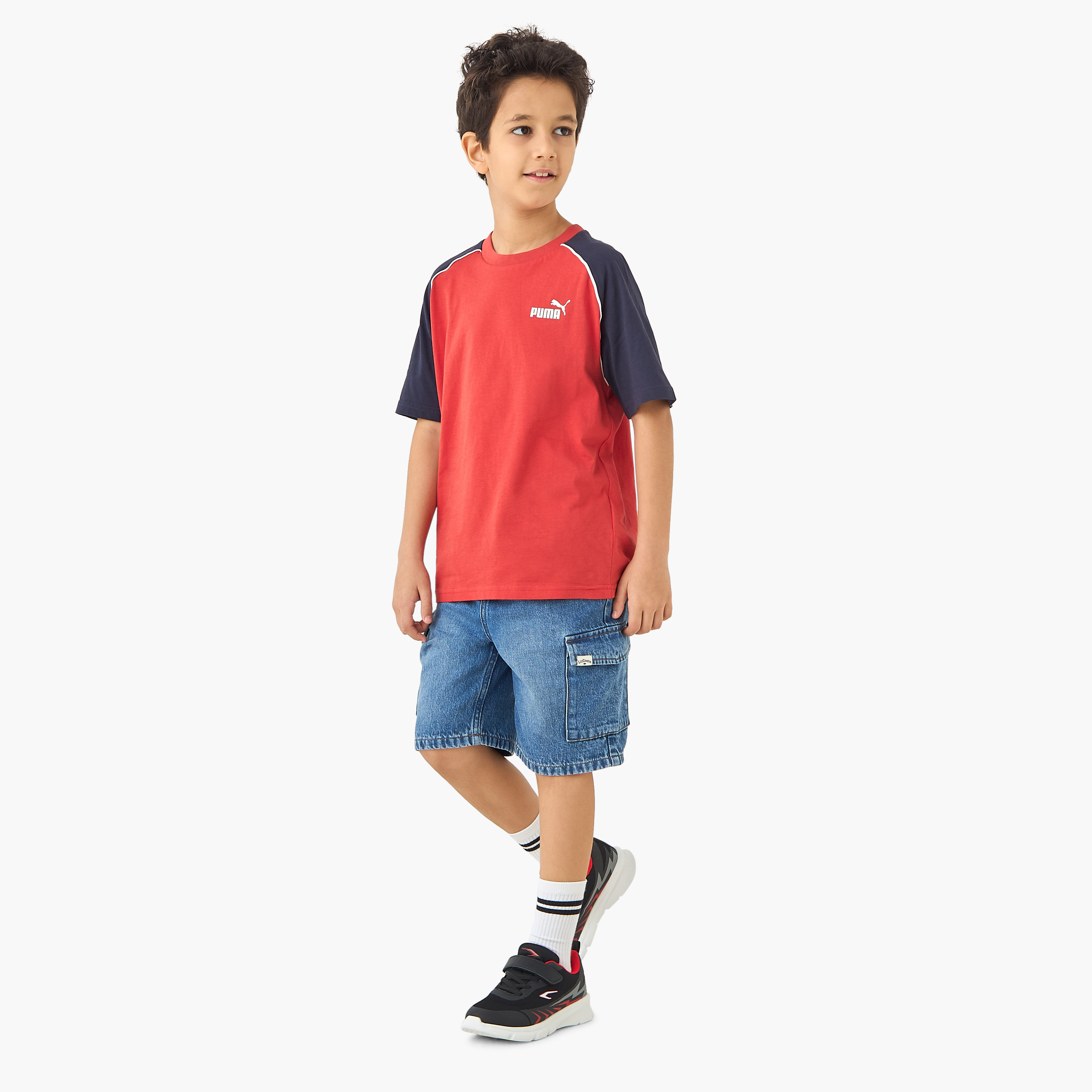PUMA Colourblock T-shirt with Raglan Sleeves-boys-clothing-sportswear-tops-image-2