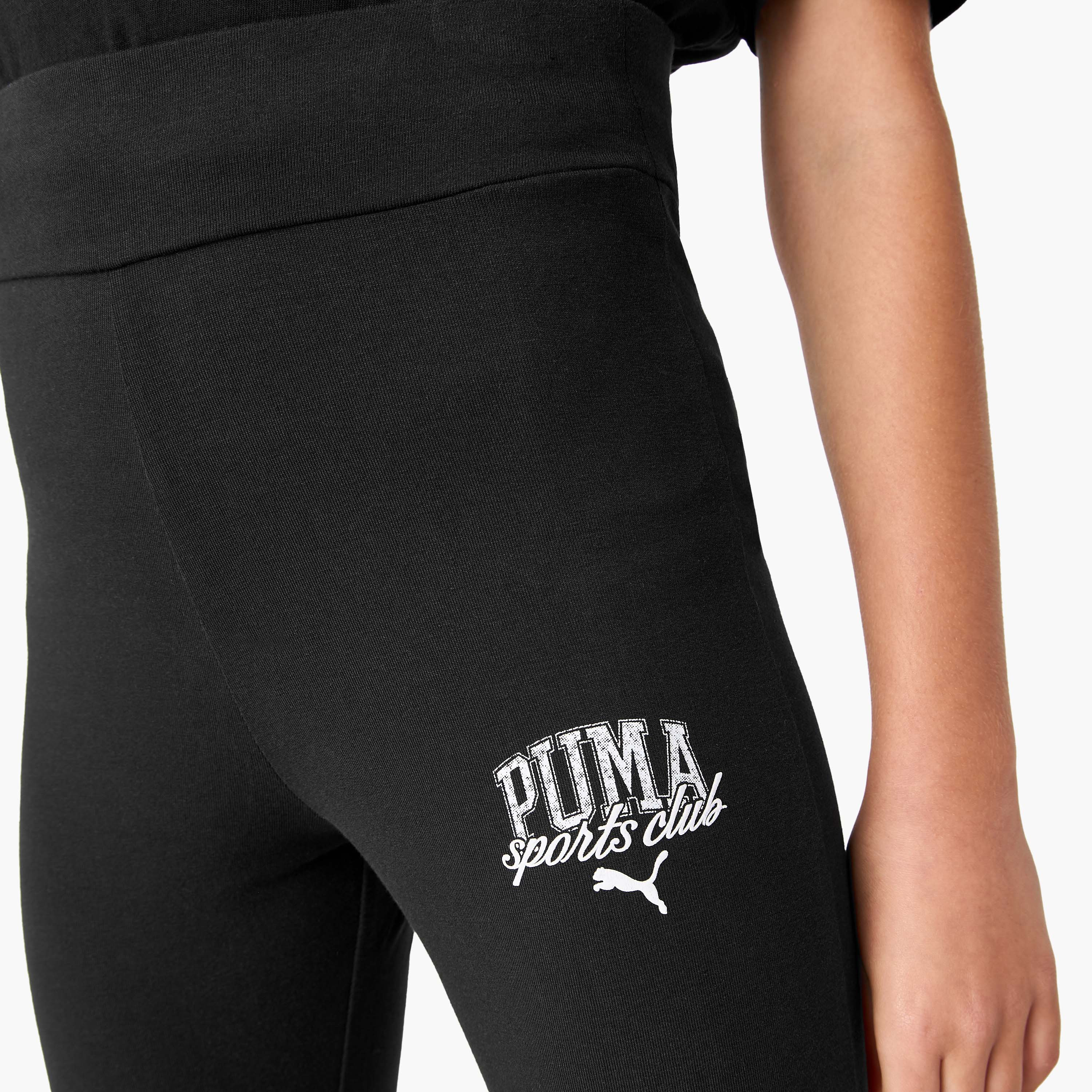 PUMA Logo Print Flared Leggings with Elasticated Waistband-girls-clothing-sportswear-bottoms-leggings-image-4