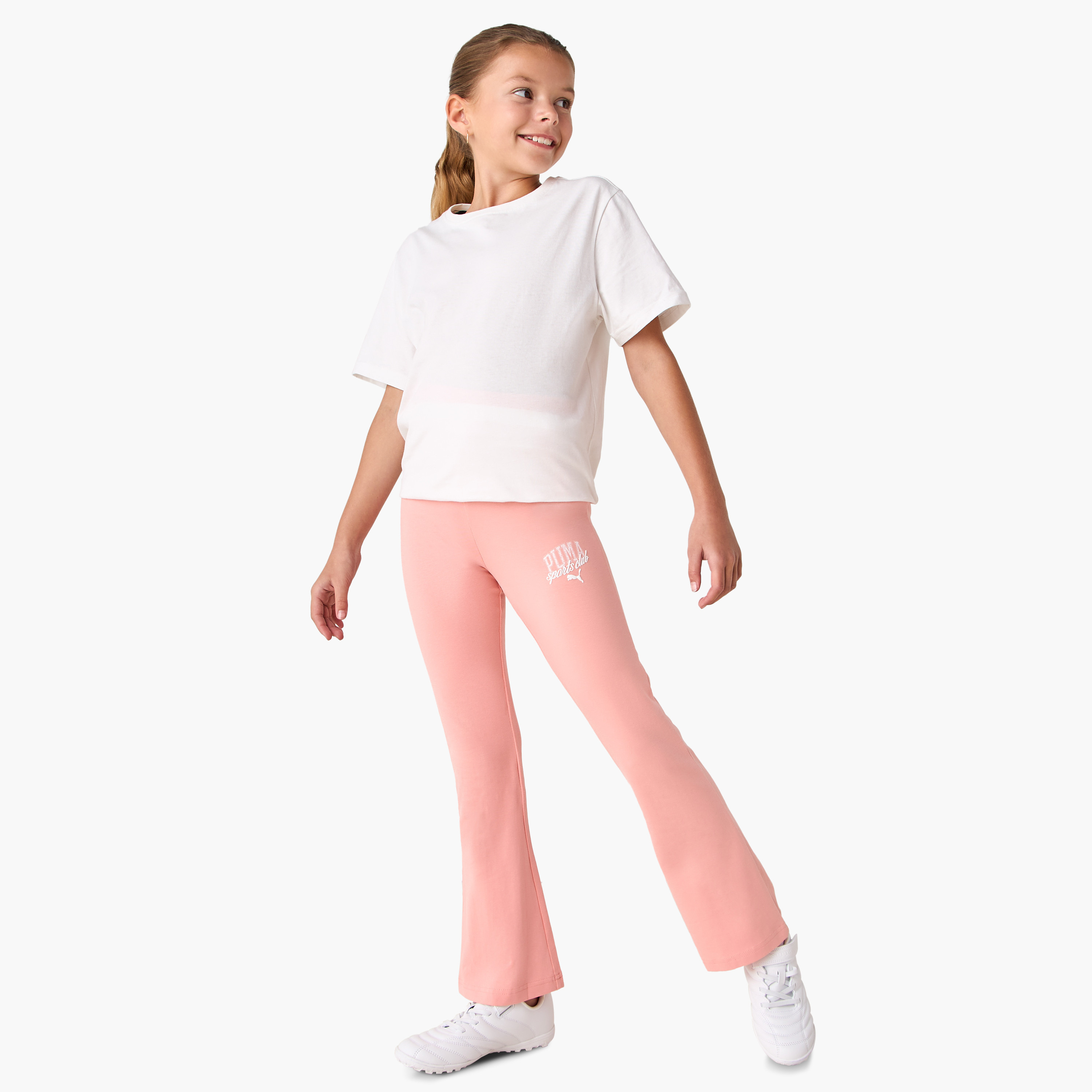 PUMA Logo Print Leggings with Elasticated Waistband-girls-clothing-bottoms-leggings-image-2