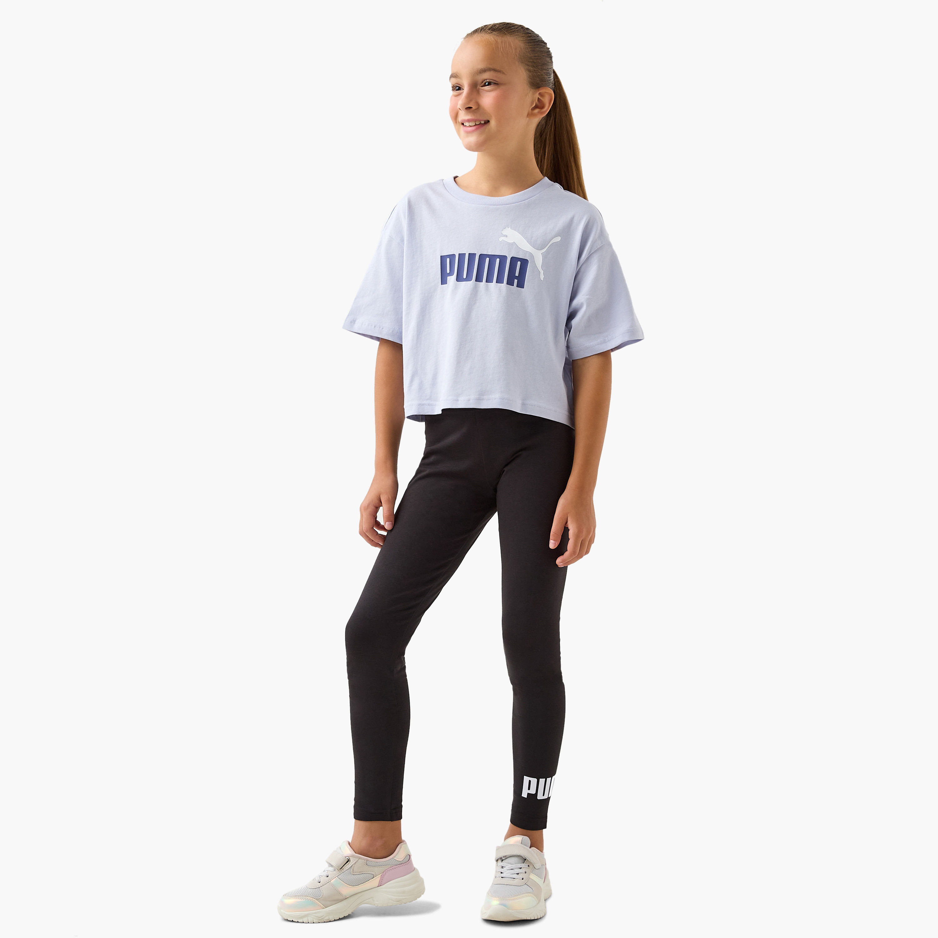 PUMA Logo Print T-shirt with Short Sleeves-girls-clothing-tshirts-image-2