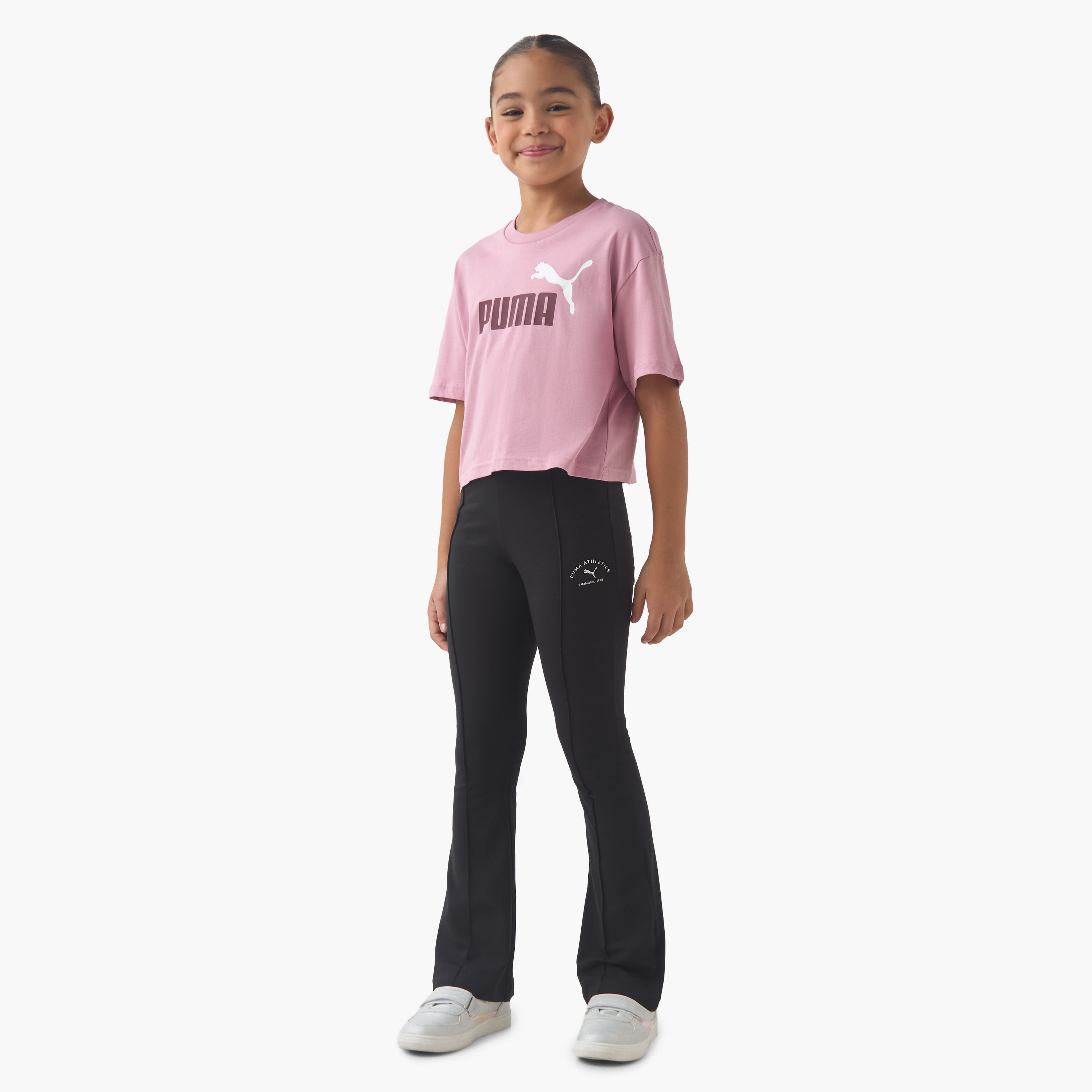 PUMA Girls Crew Neck T-shirt with Logo Print - Cotton - Short Sleeves-sports-girls-clothing-tops-image-2