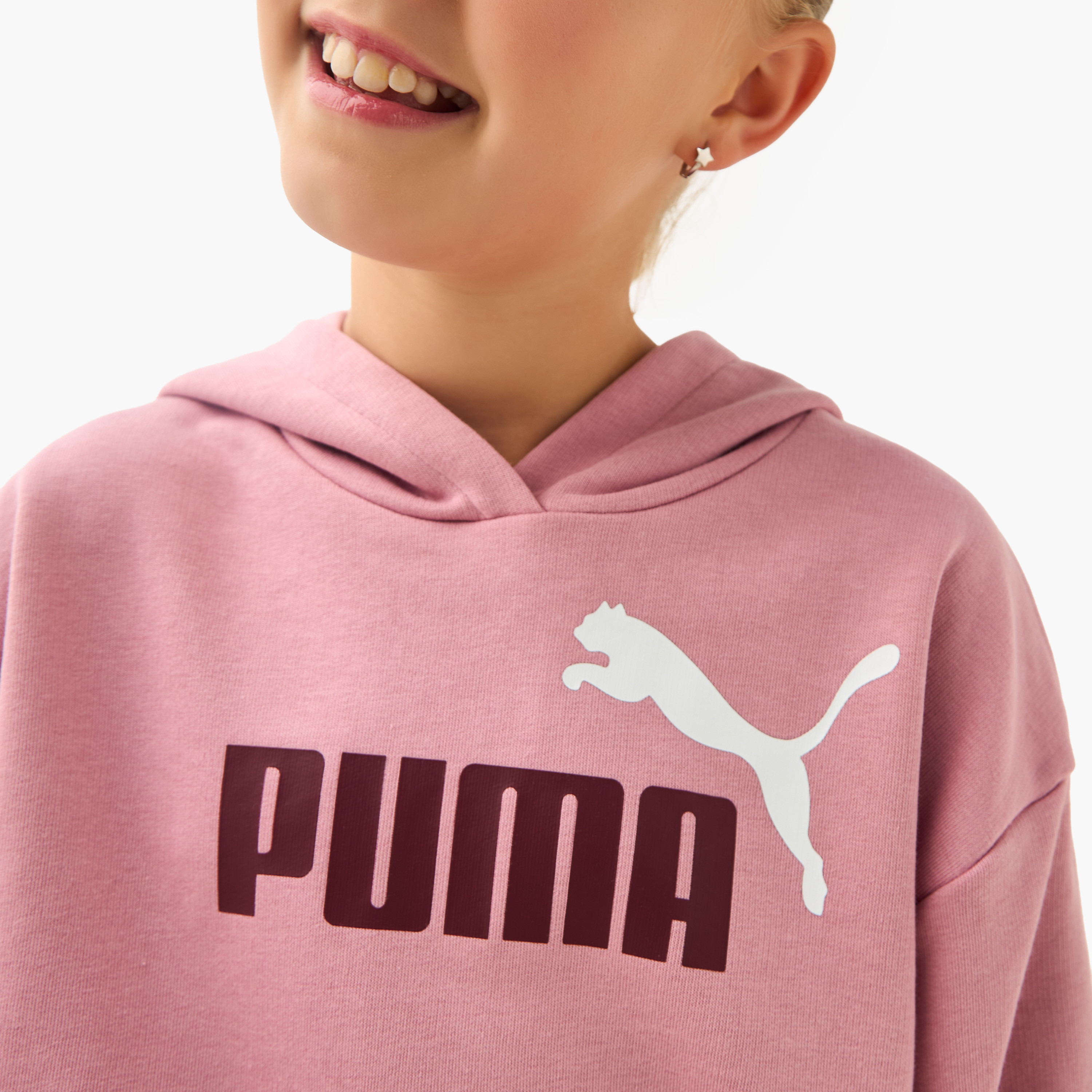 سويت شيرت قطن بقبعة وأكمام طويلة وطبعات شعار للبنات من بوما-girls-clothing-sweatshirts-image-4