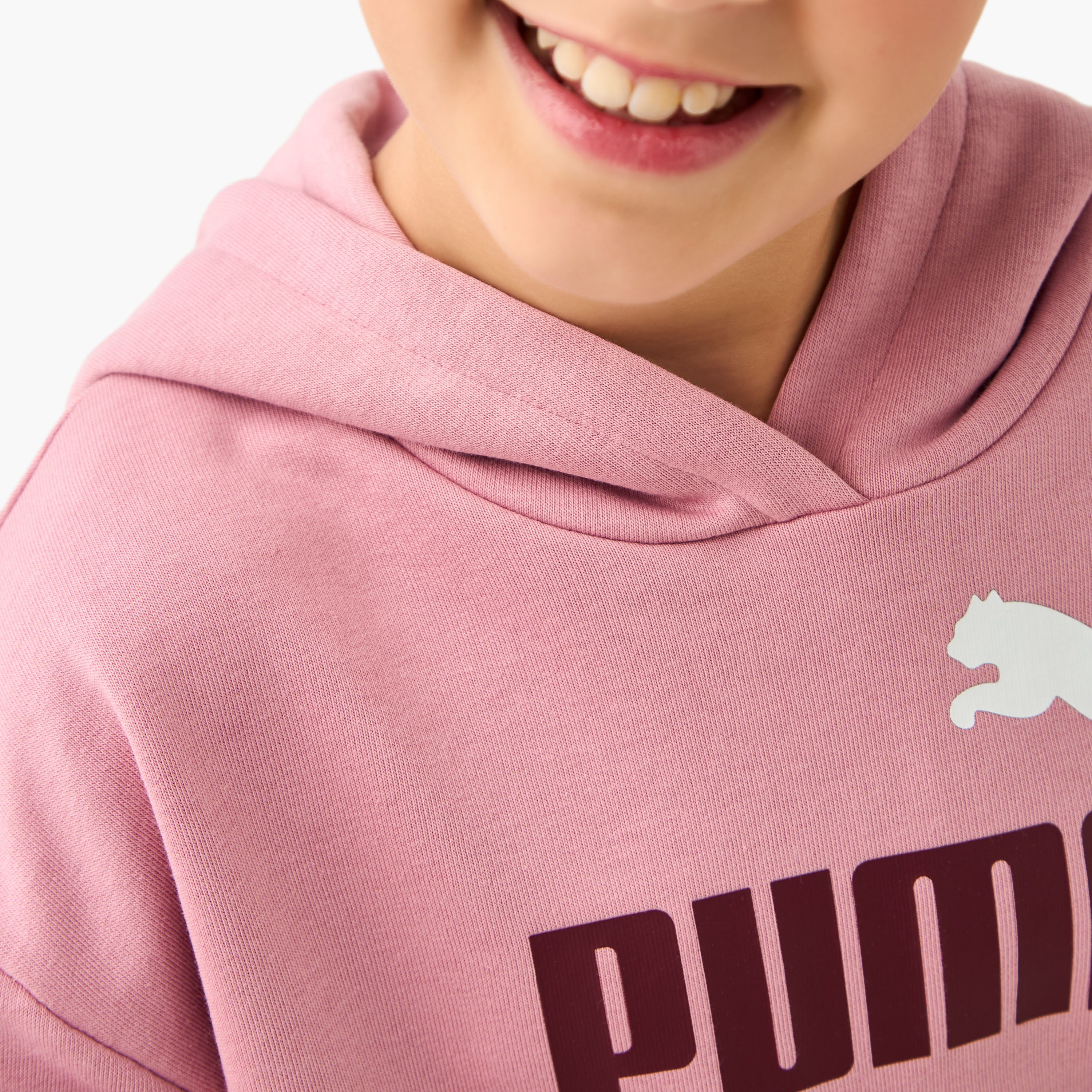 سويت شيرت قطن بقبعة وأكمام طويلة وطبعات شعار للبنات من بوما-girls-clothing-sweatshirts-image-5