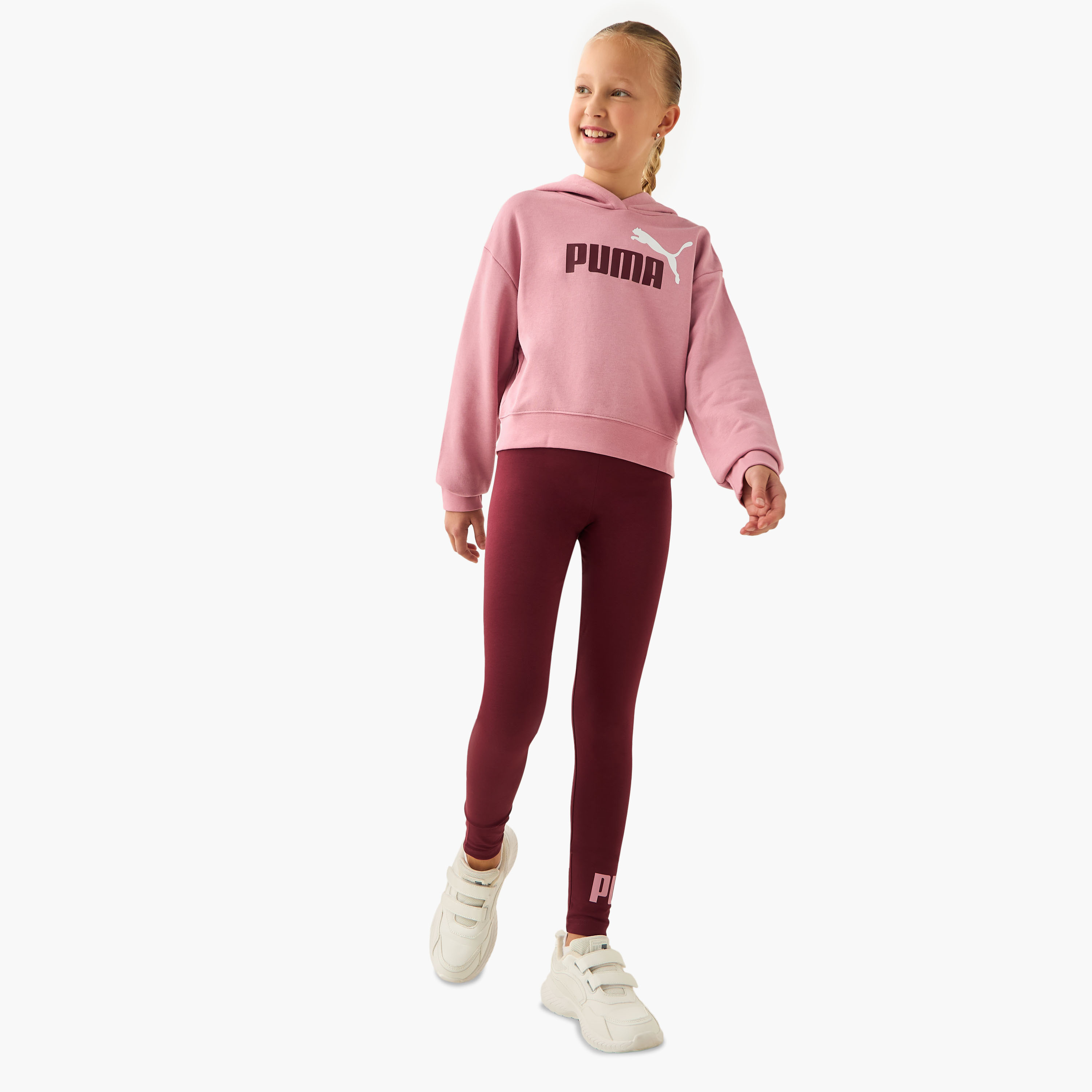 PUMA Logo Print Leggings with Elasticated Waistband-girls-clothing-bottoms-leggings-image-2