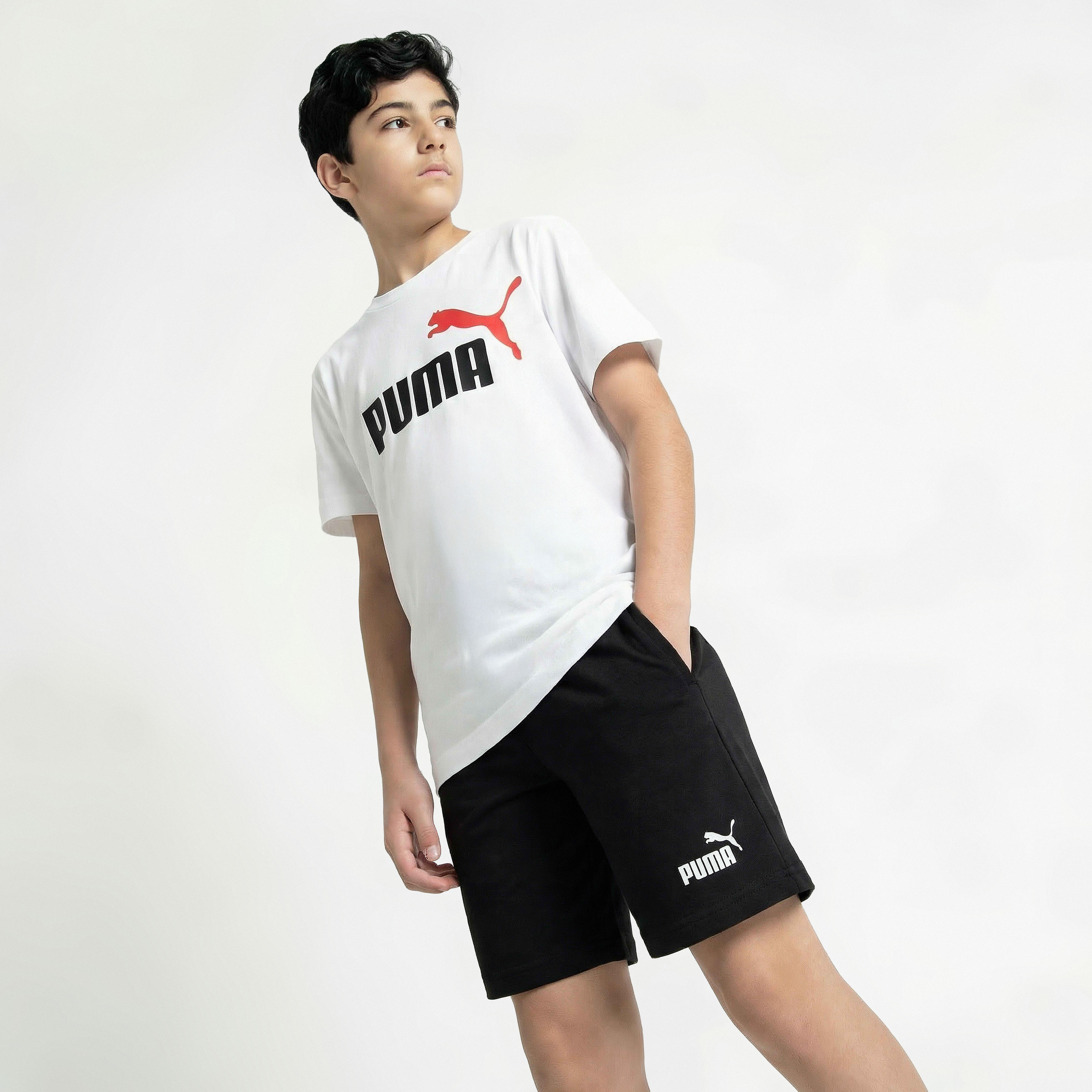 PUMA Crew Neck Short Sleeves T-shirt and Shorts Set with Logo Print-sports-boys-clothing-sets-image-2