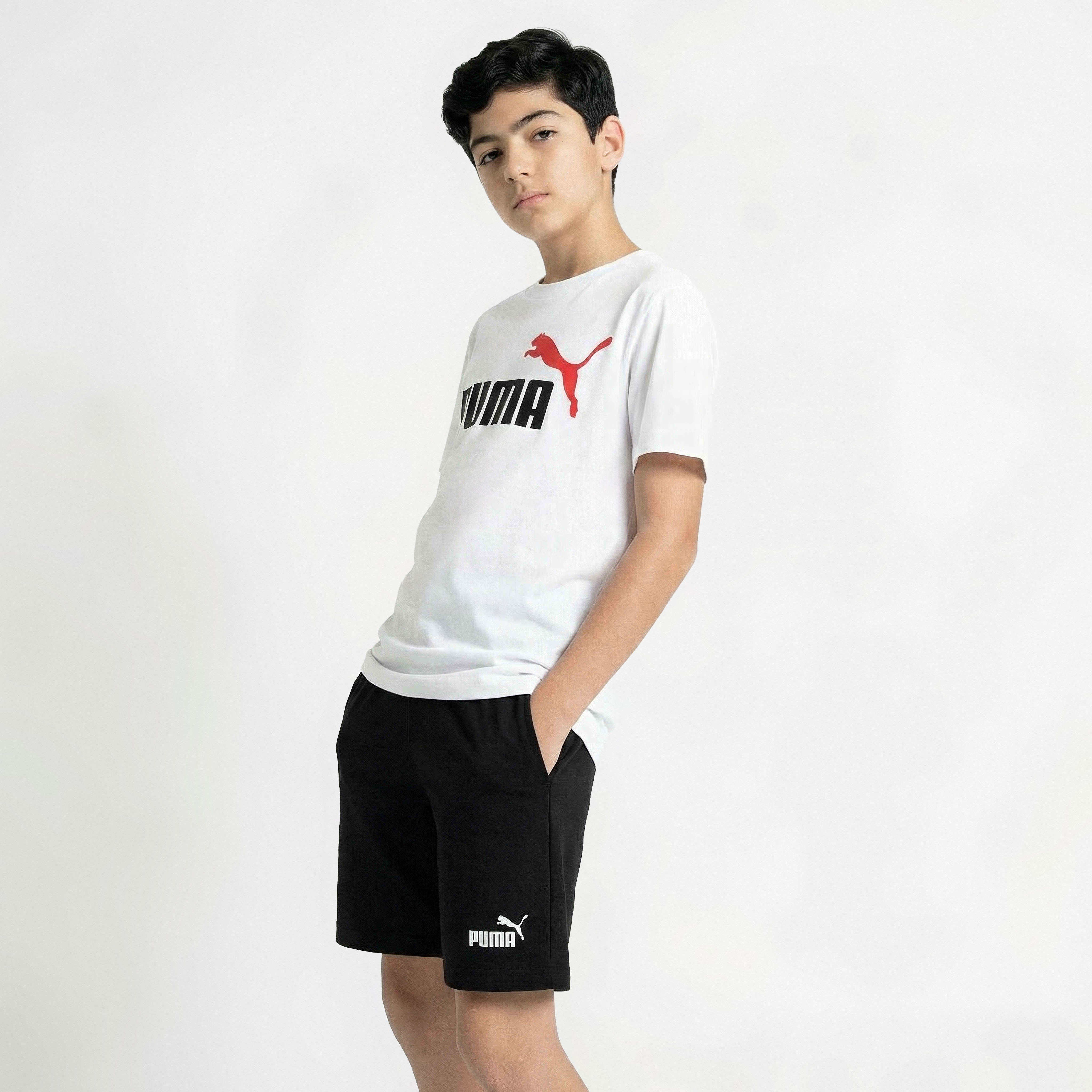 PUMA Crew Neck Short Sleeves T-shirt and Shorts Set with Logo Print-sports-boys-clothing-sets-image-4