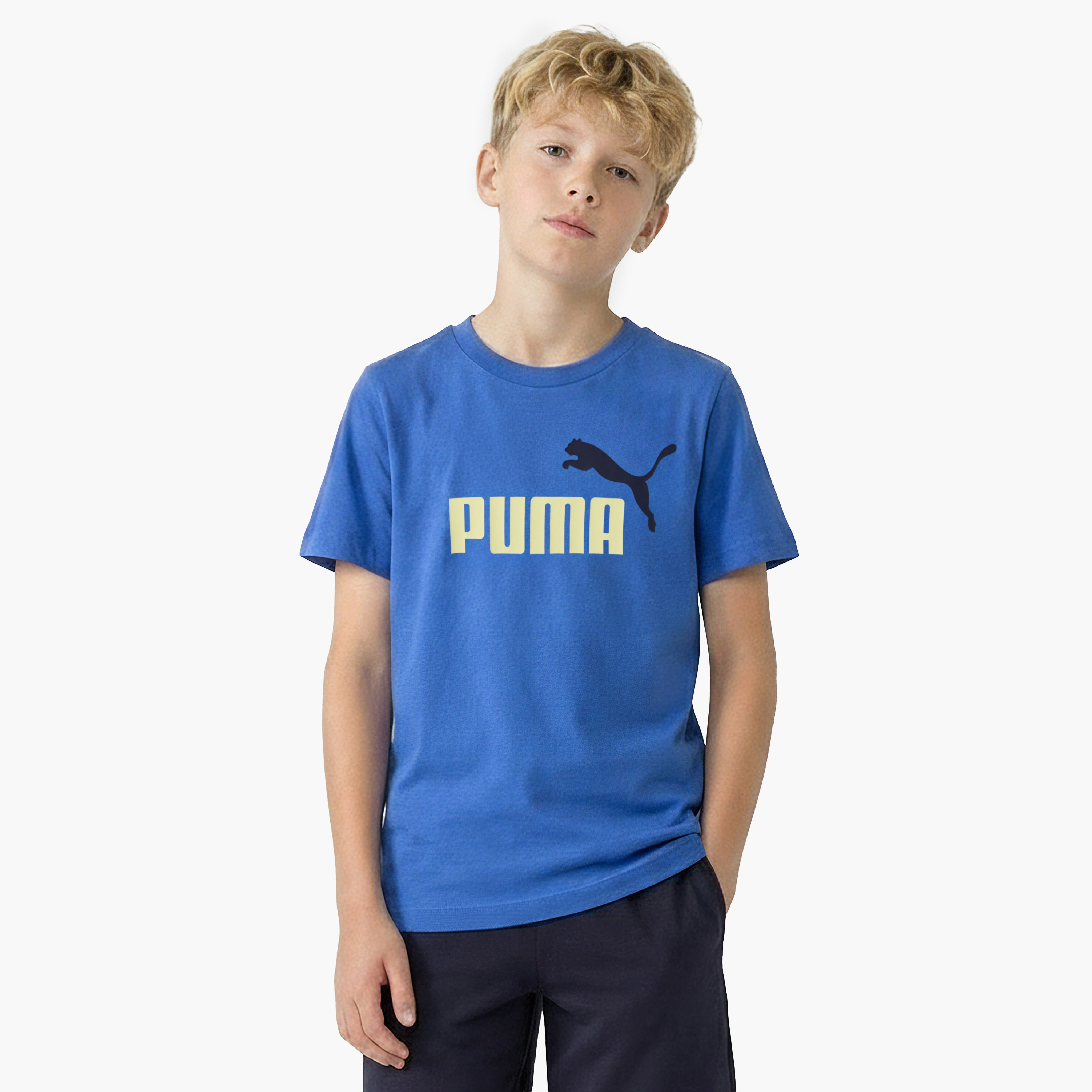 PUMA Crew Neck Short Sleeves T-shirt and Shorts Set with Logo Print-boys-clothing-sportswear-sets-image-2