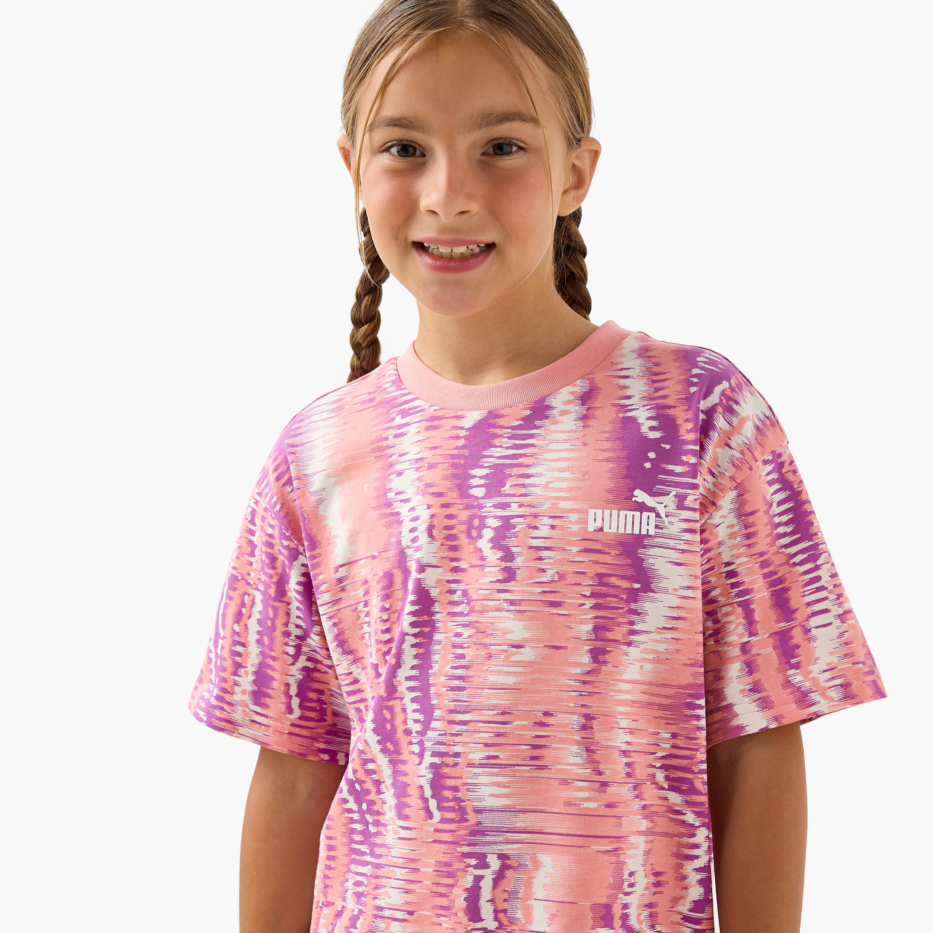 PUMA All-Over Printed Crew Neck T-shirt with Short Sleeves-sports-girls-clothing-tops-image-4
