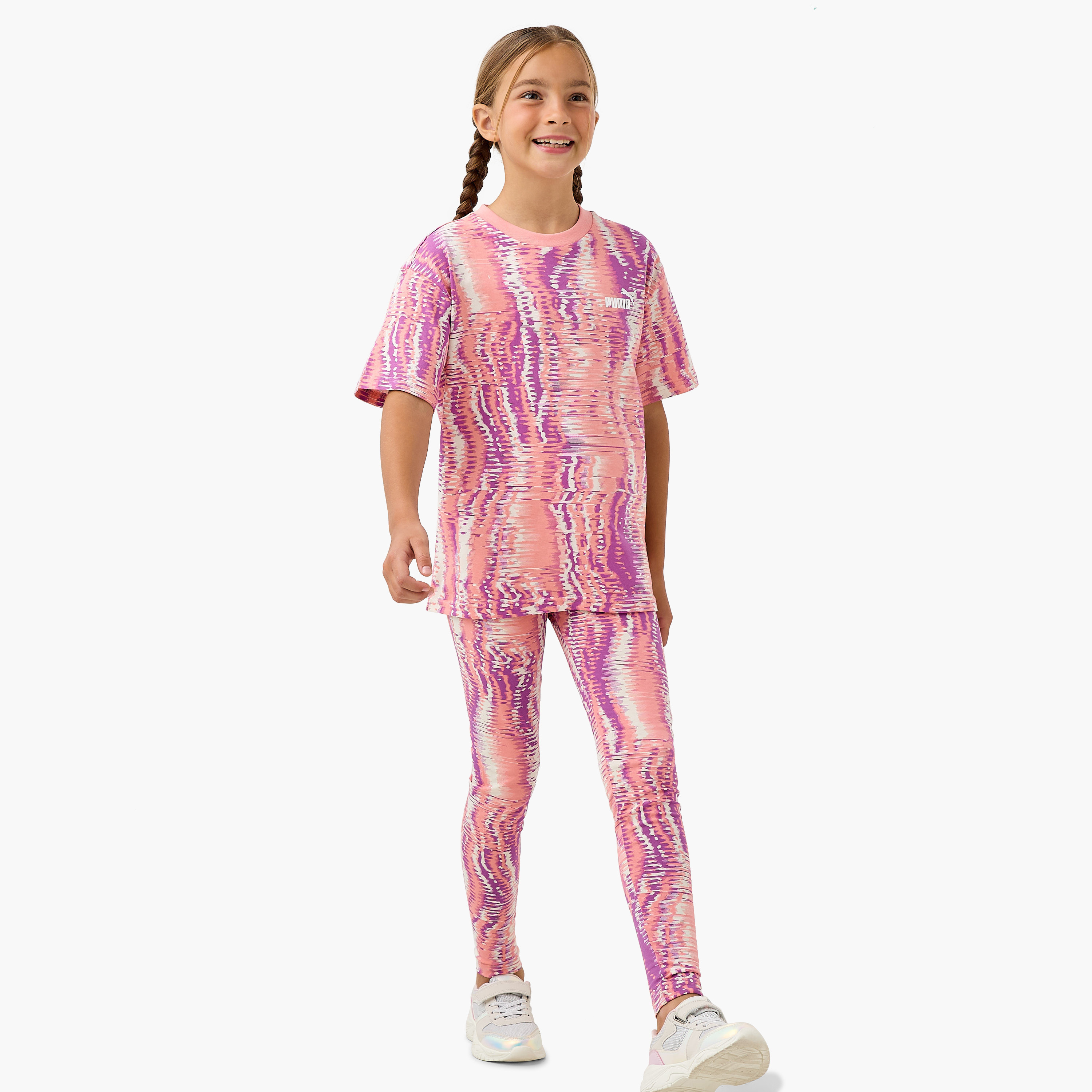 PUMA All-Over Print Leggings with Elasticated Waistband-girls-clothing-bottoms-leggings-image-2