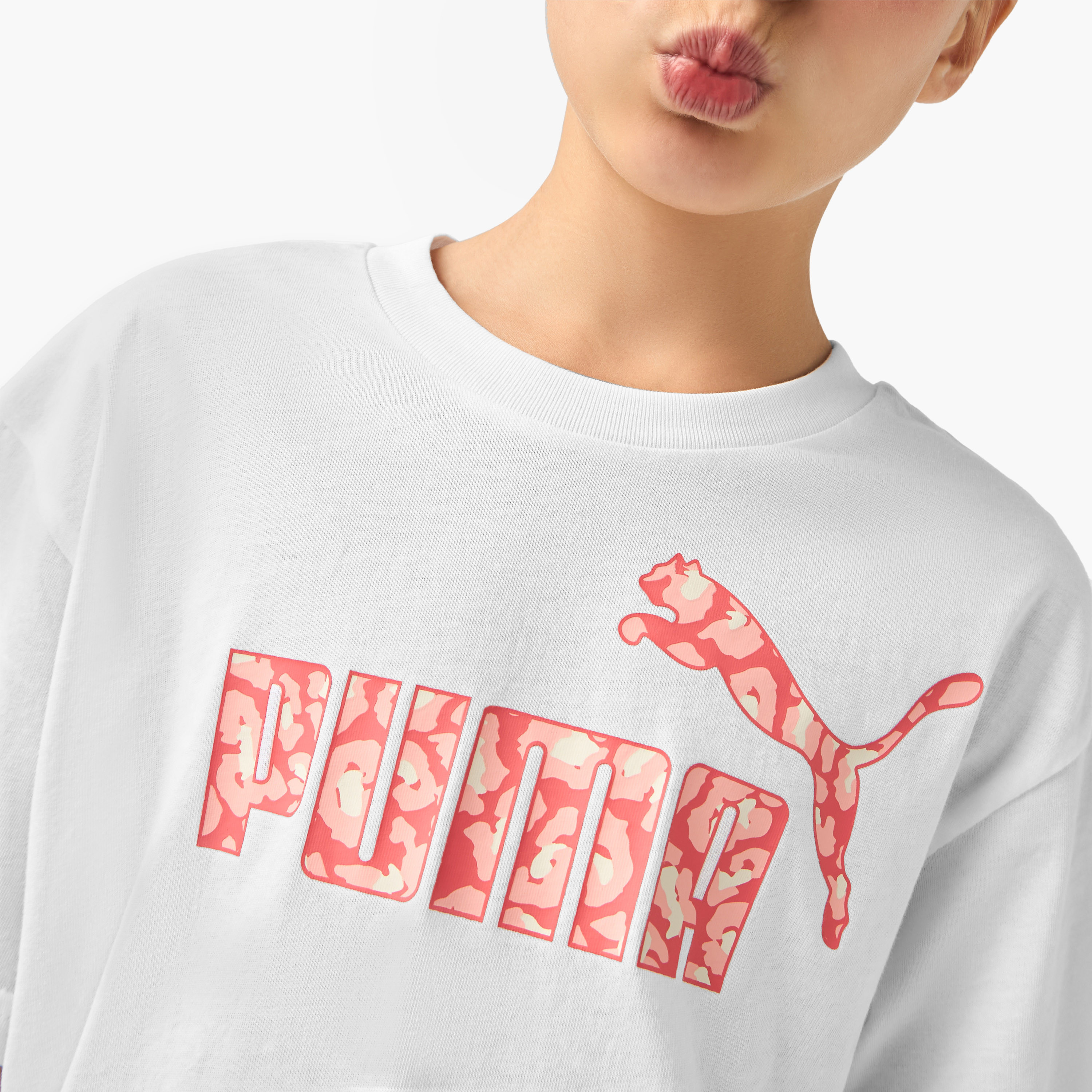 PUMA Logo Print T-shirt with Short Sleeves-girls-clothing-tshirts-image-4