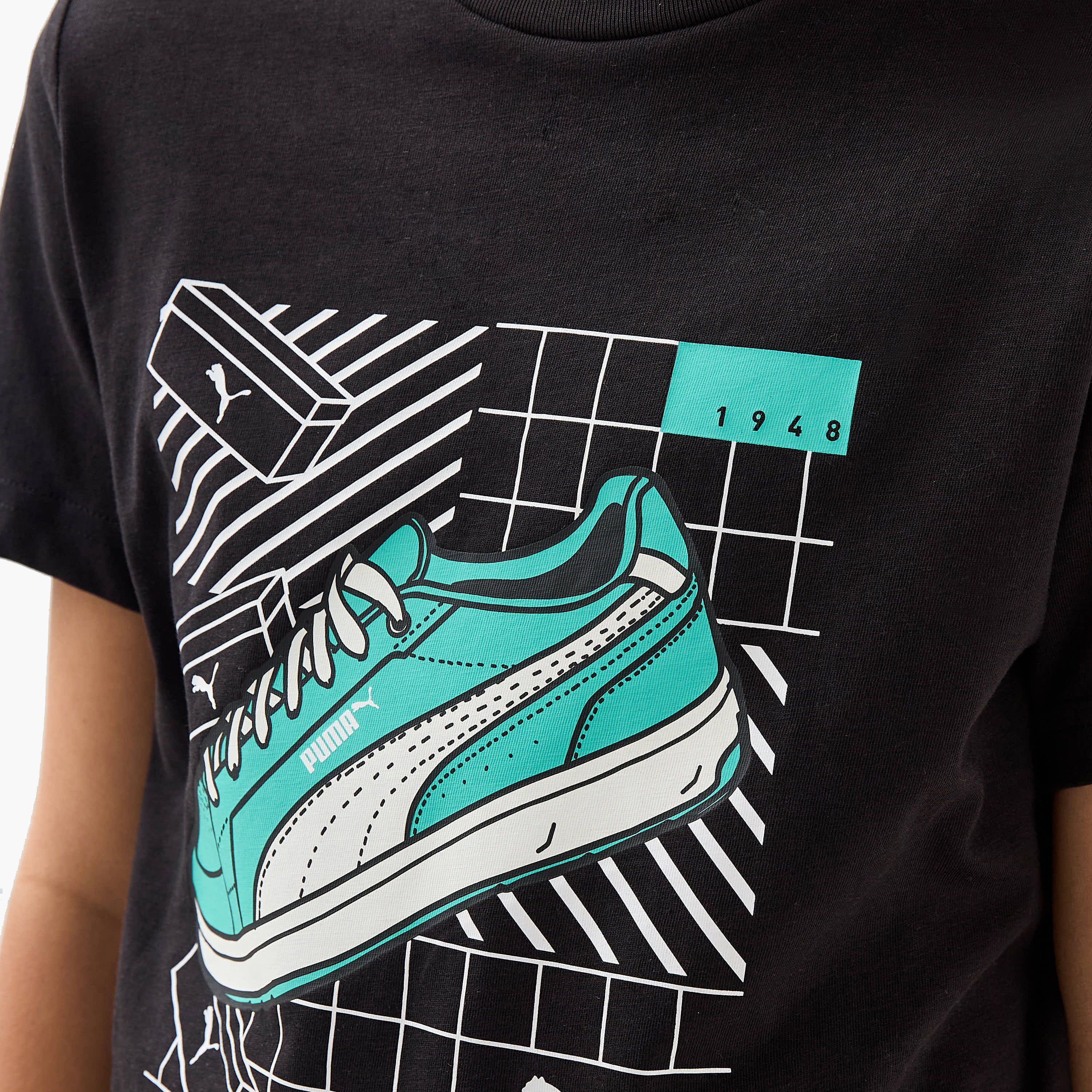 PUMA Graphic Print Crew Neck T-shirt with Short Sleeves-boys-clothing-sportswear-tops-image-5