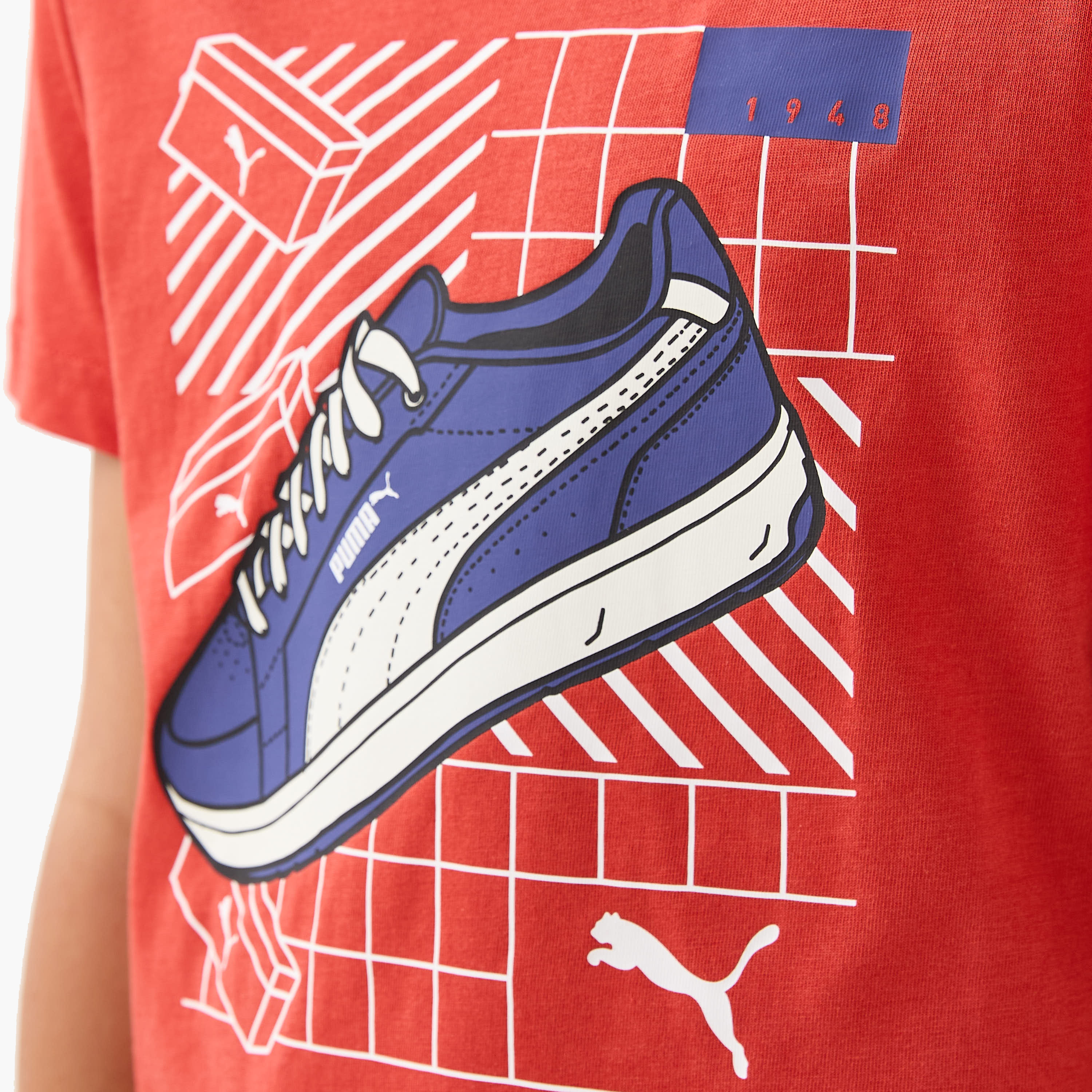 PUMA Graphic Print Crew Neck T-shirt with Short Sleeves-boys-clothing-sportswear-tops-image-5