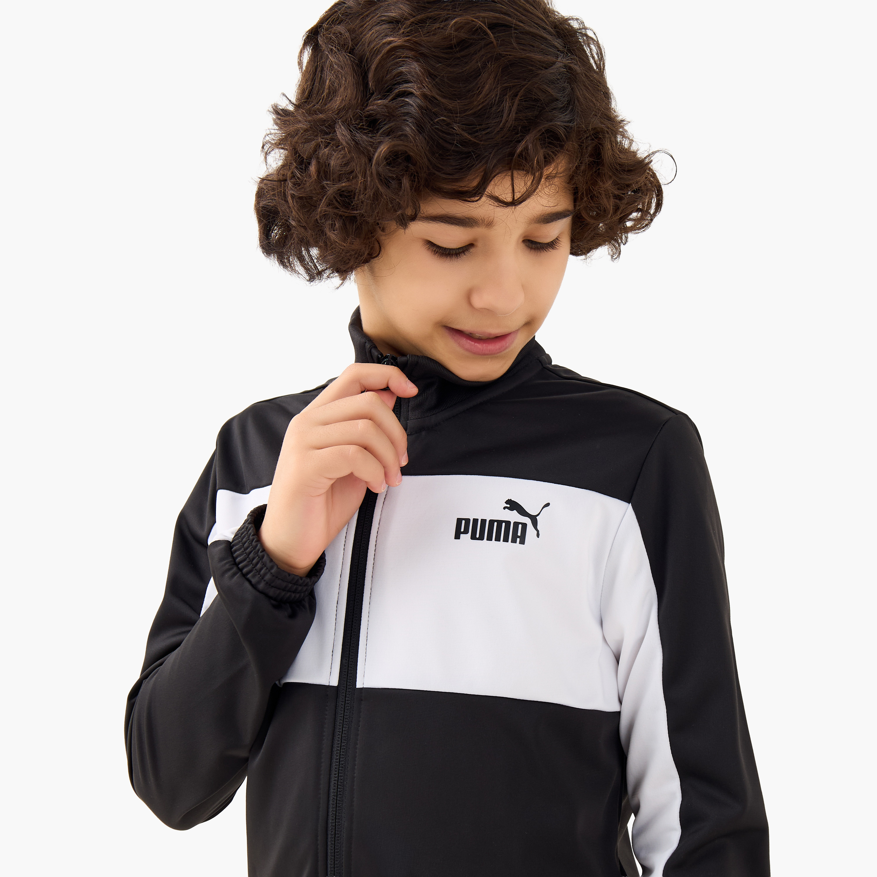 طقم جاكيت وبنطلون رياضي وطبعات شعار - قطن ناعم - بأكمام طويلة وياقة عالية للأولاد من بوما-boys-clothing-setsandcoords-image-4