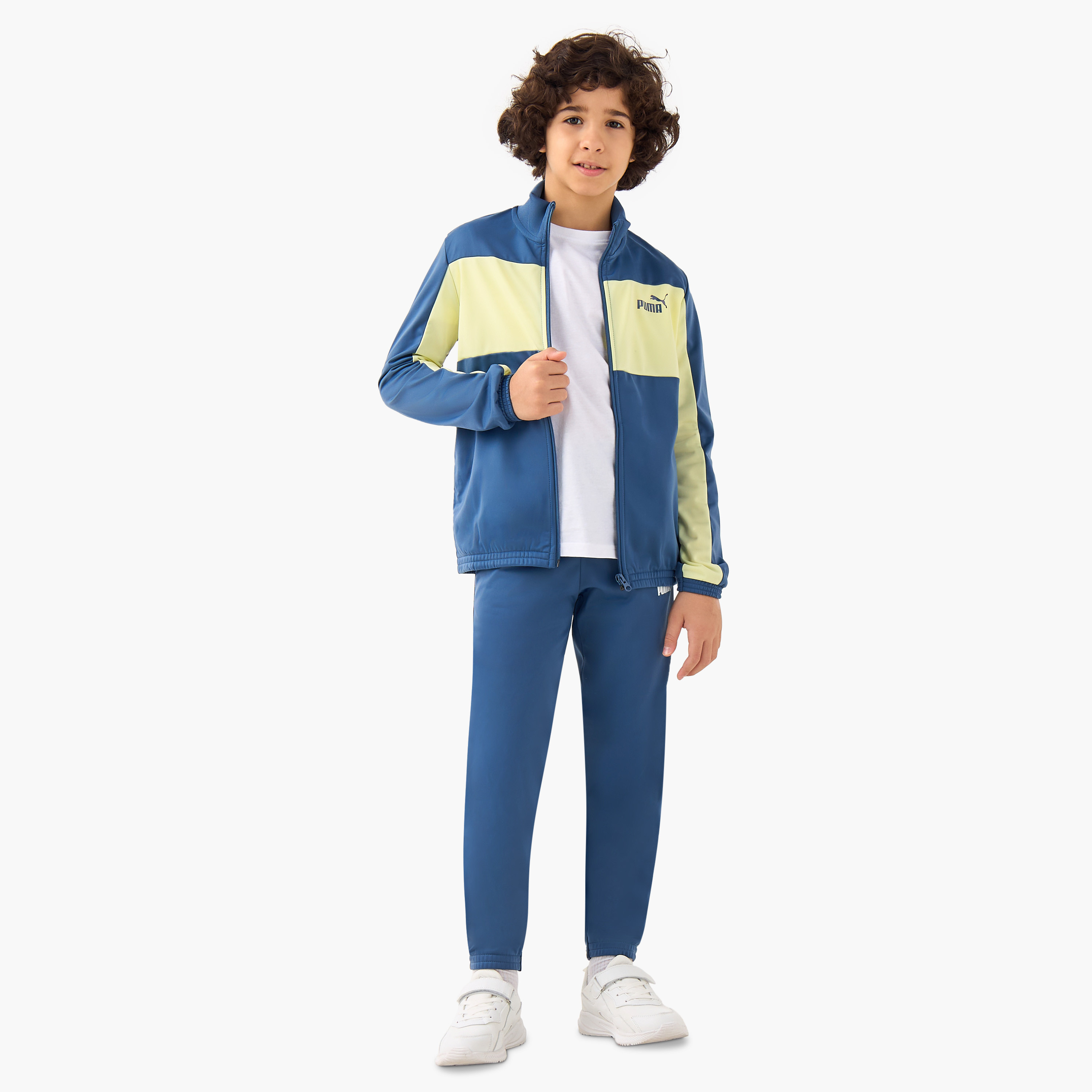 PUMA Boys Jacket and Joggers Set wth Colourblock Detail - Cotton - Long Sleeves - High Neck-boys-clothing-sportswear-sets-image-1