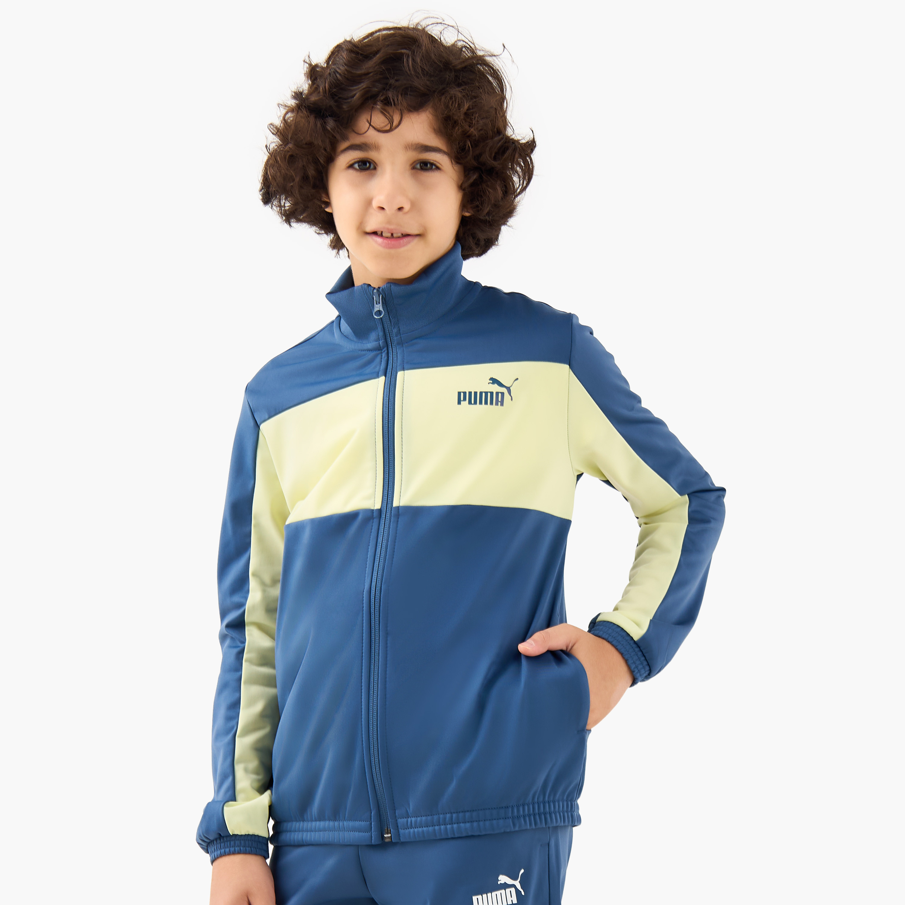 PUMA Boys Jacket and Joggers Set wth Colourblock Detail - Cotton - Long Sleeves - High Neck-boys-clothing-sportswear-sets-image-2