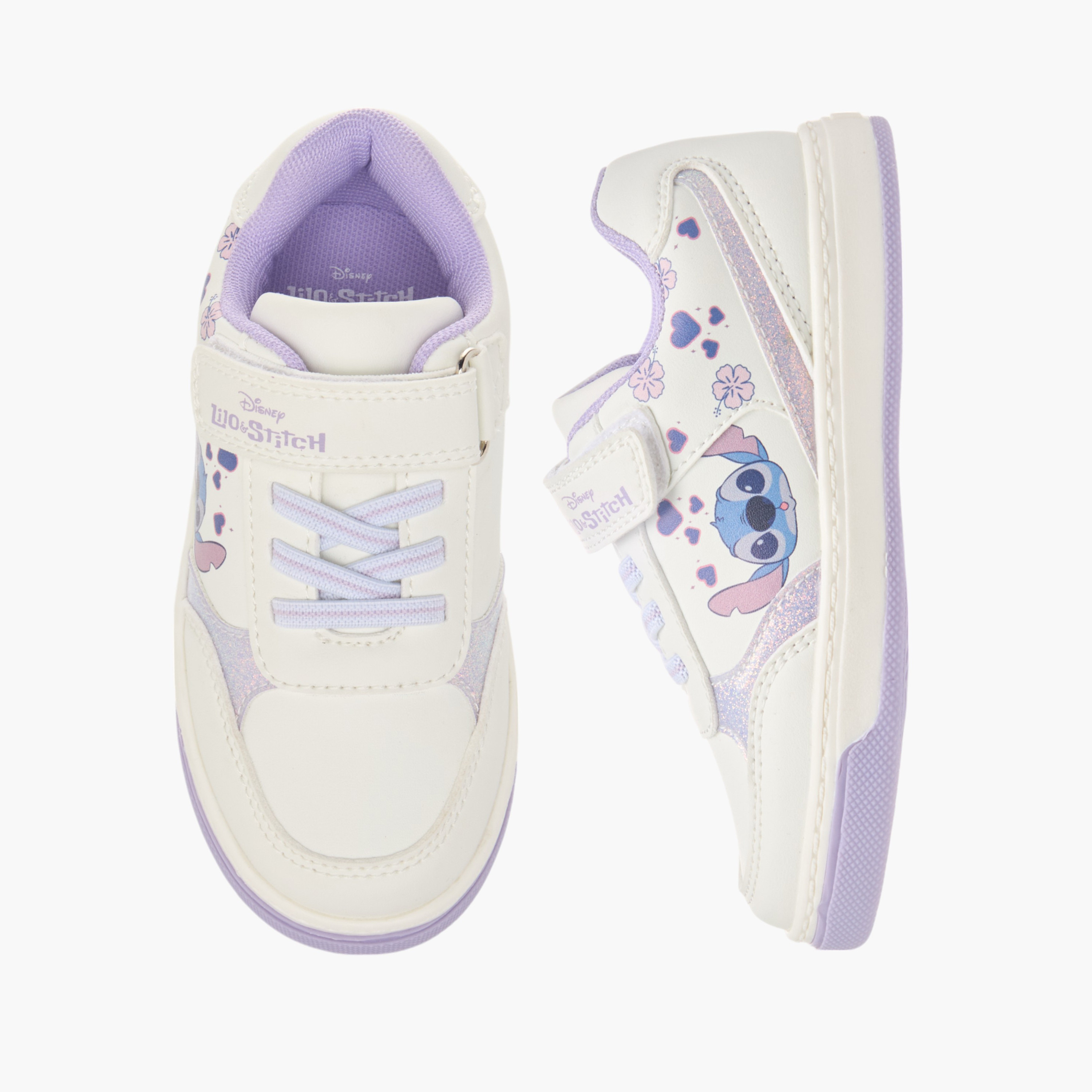 Disney Lilo and Stitch Print Ankle Sneakers with Hook and Loop Closure-girls-shoes-sneakers-image-1