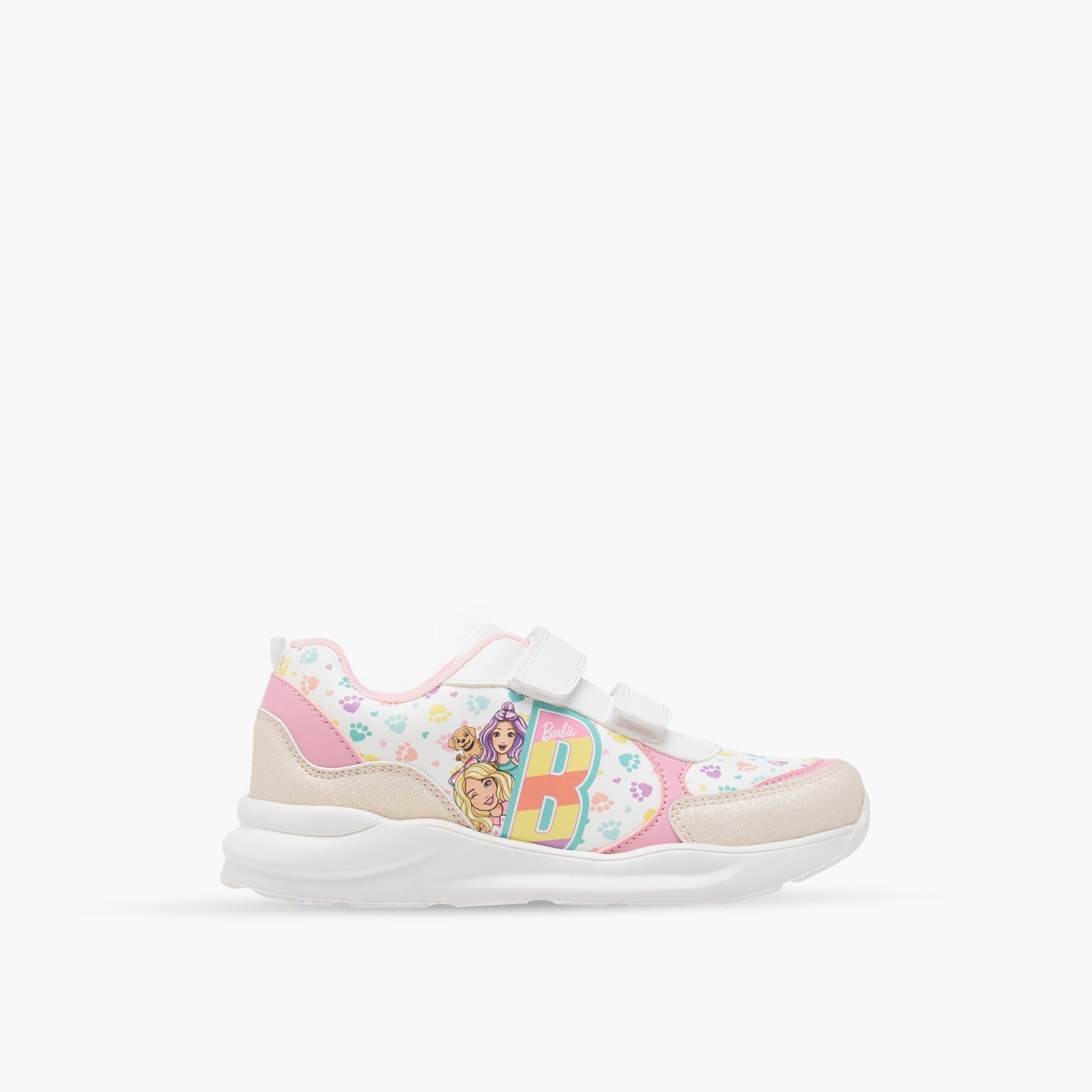 Barbie Printed Sneakers with Hook and Loop Closure-girls-shoes-sneakers-image-3