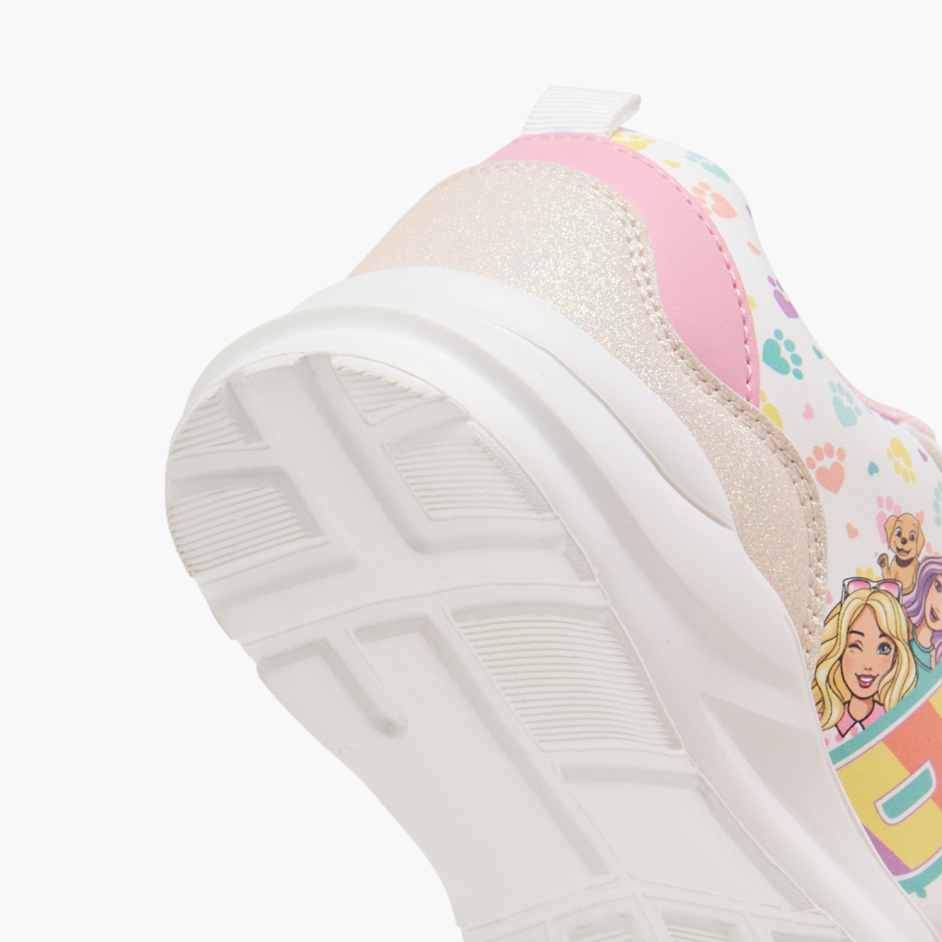 Barbie Printed Sneakers with Hook and Loop Closure-girls-shoes-sneakers-image-5