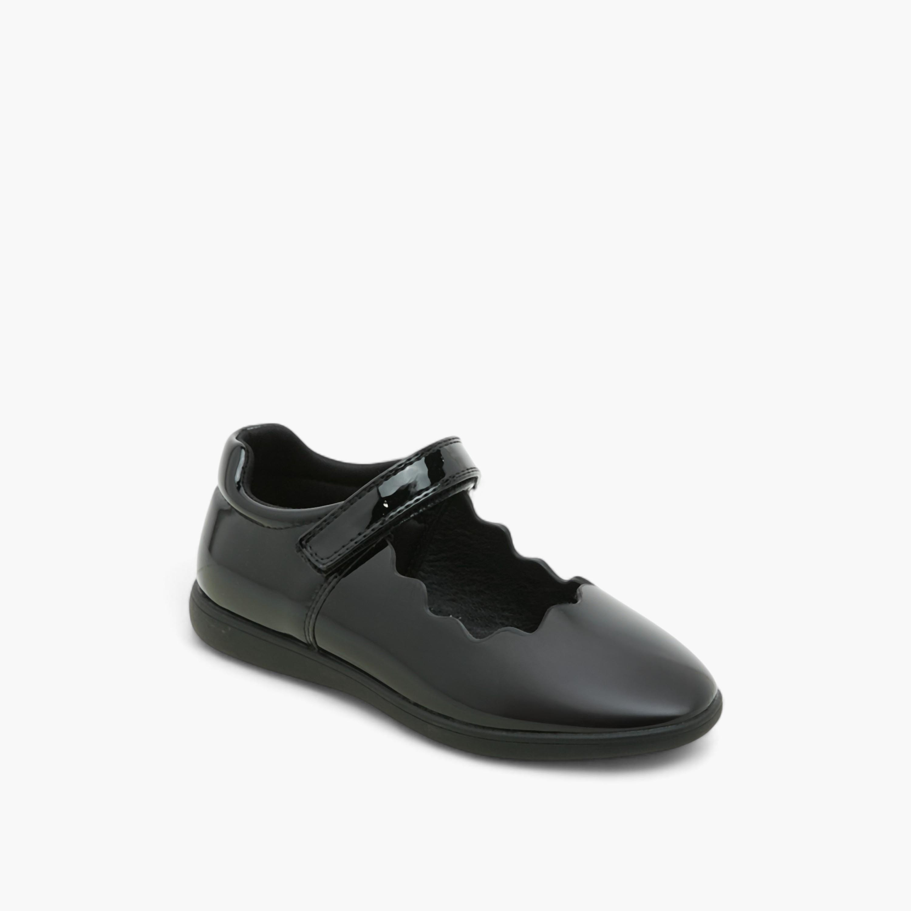 Juniors Scallop Detail School Shoes with Hook and Loop Closure-girls-shoes-schoolshoes-image-2