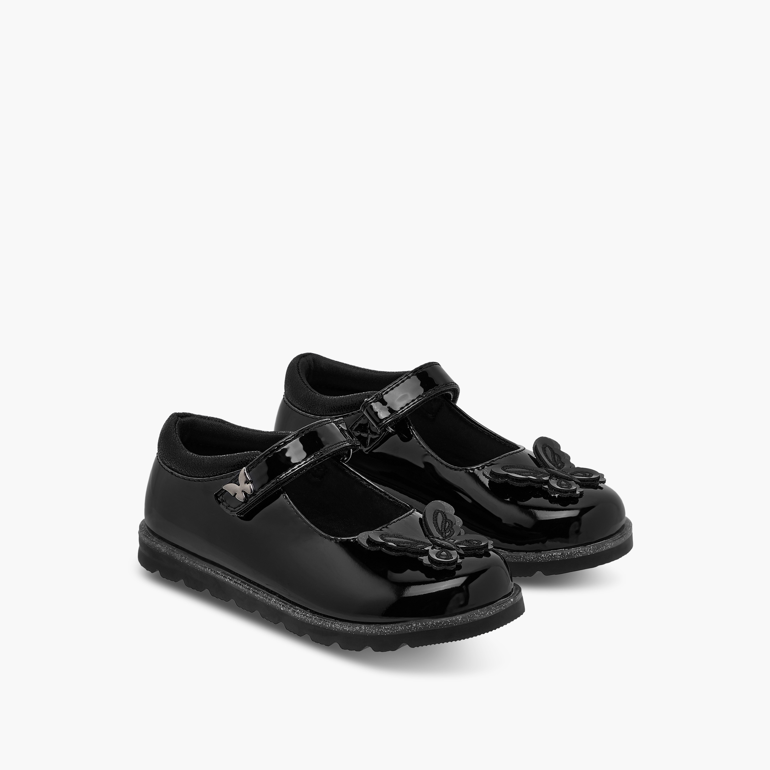 Juniors Butterfly Applique Mary Jane School Shoes with Hook and Loop Closure-girls-shoes-schoolshoes-image-1