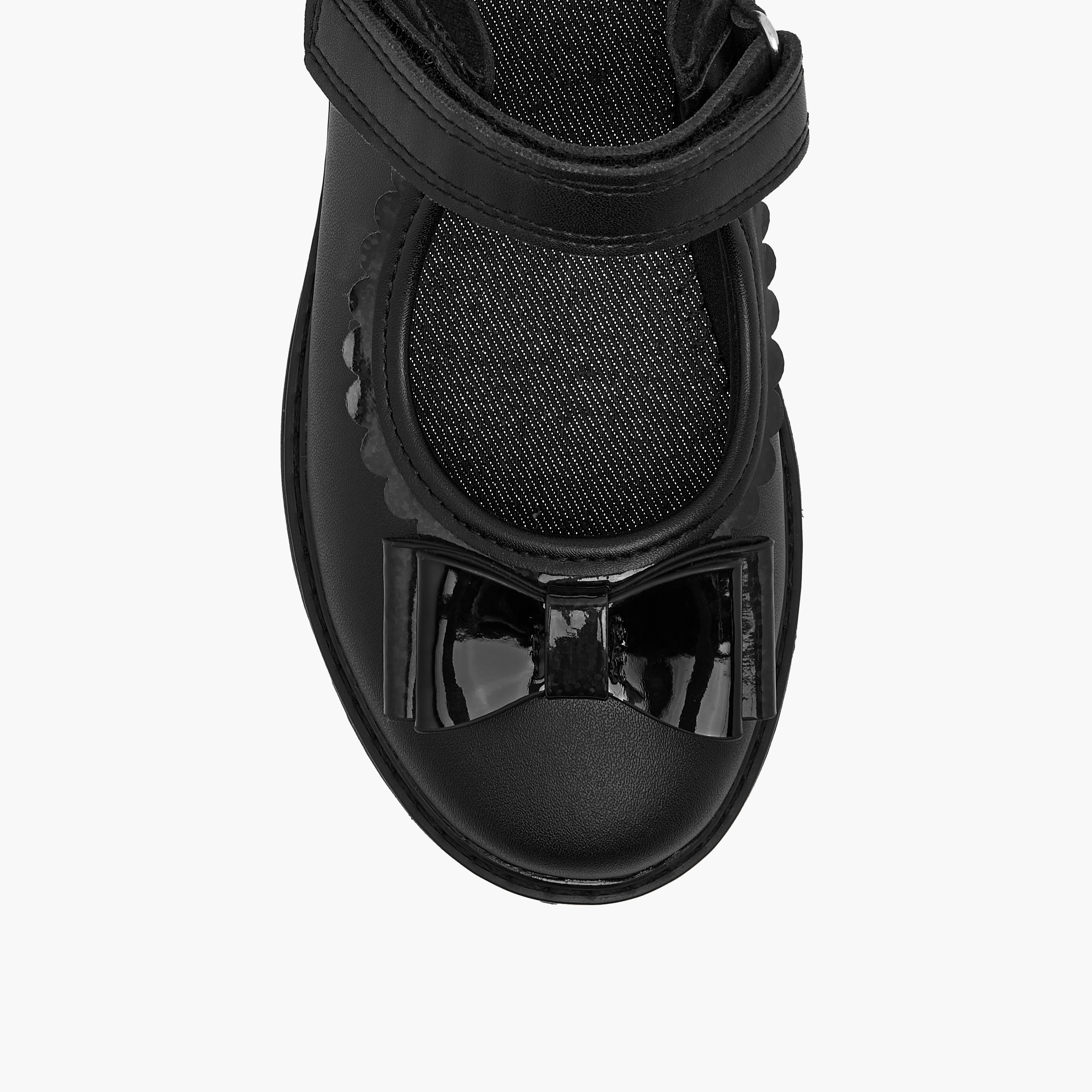 Juniors Bow Applique Mary Jane School Shoes with Hook and Loop Closure-girls-shoes-schoolshoes-image-4