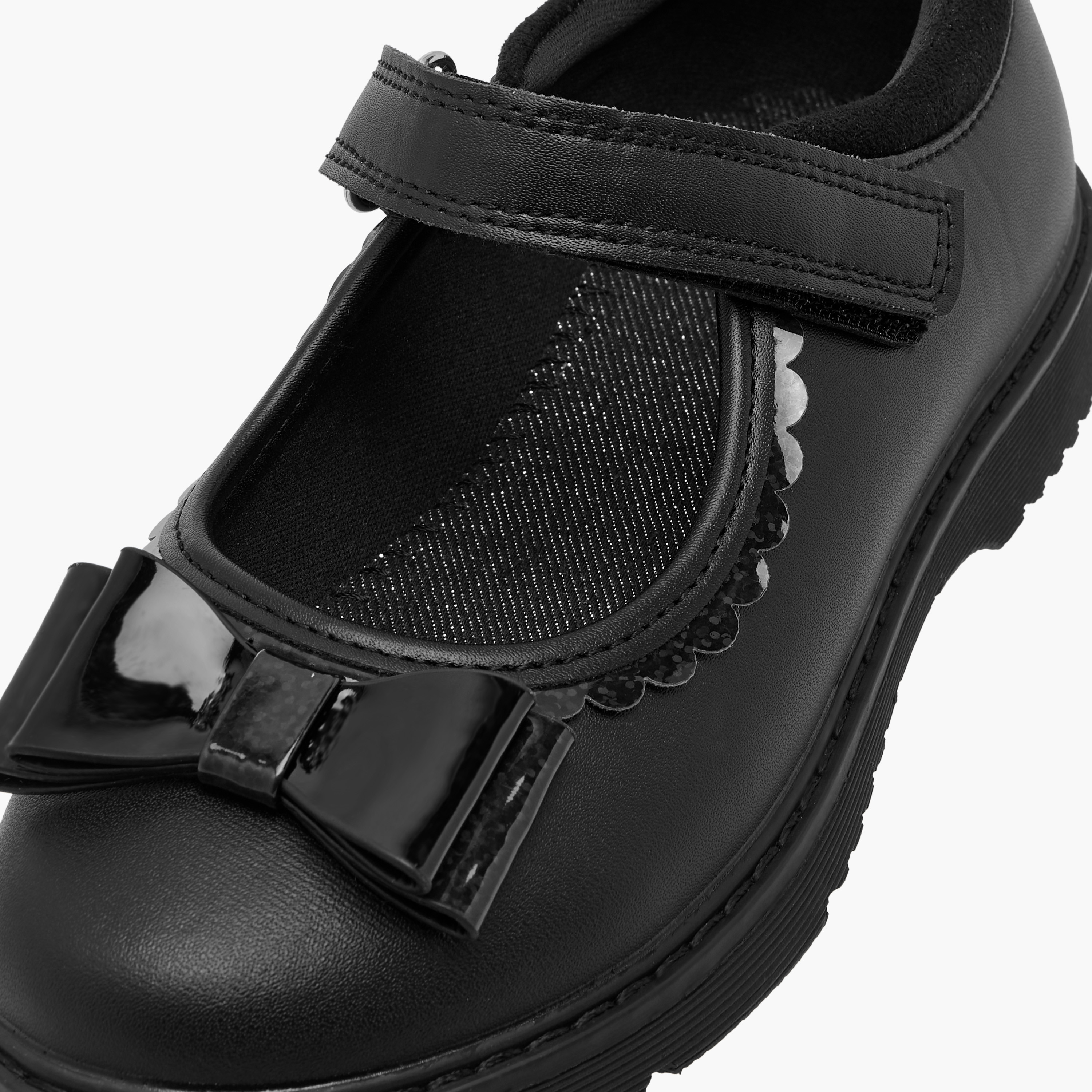 Juniors Bow Applique Mary Jane School Shoes with Hook and Loop Closure-girls-shoes-schoolshoes-image-6