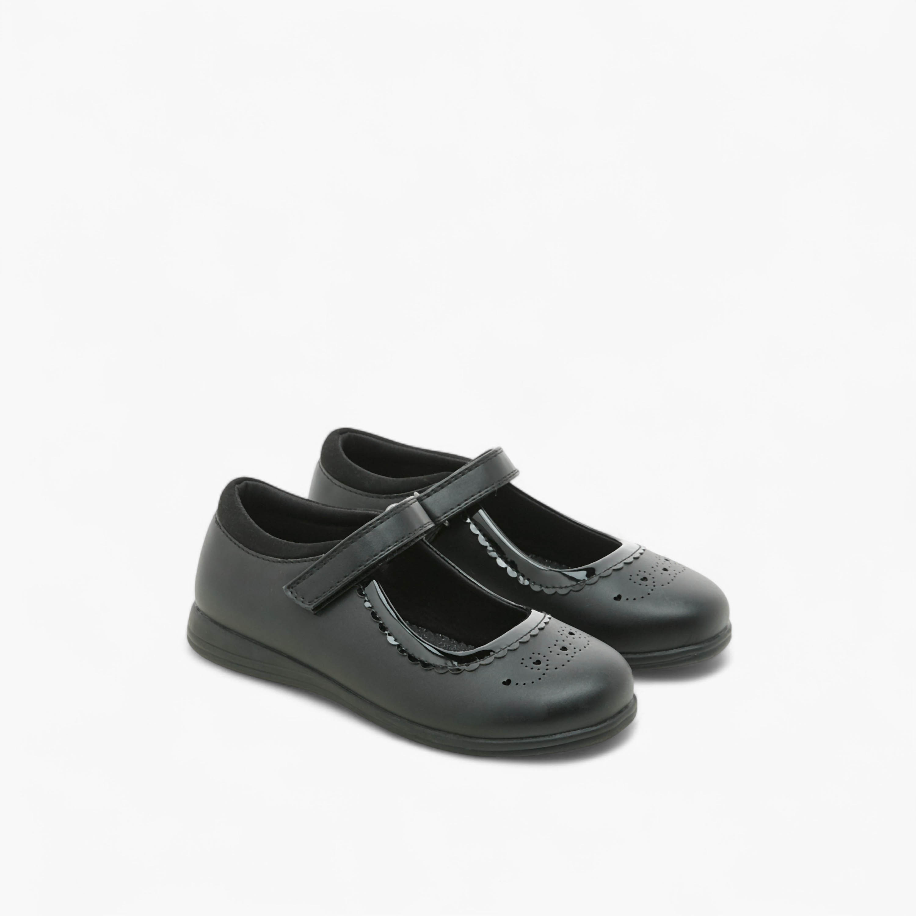 Juniors Textured School Shoes with Hook and Loop Closure-girls-shoes-schoolshoes-image-1